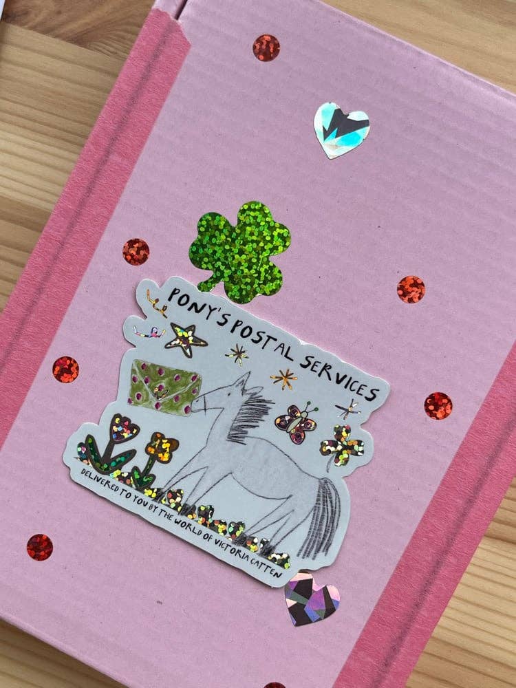 Pony’s postal services glitter sticker stamps: 1st class stamp