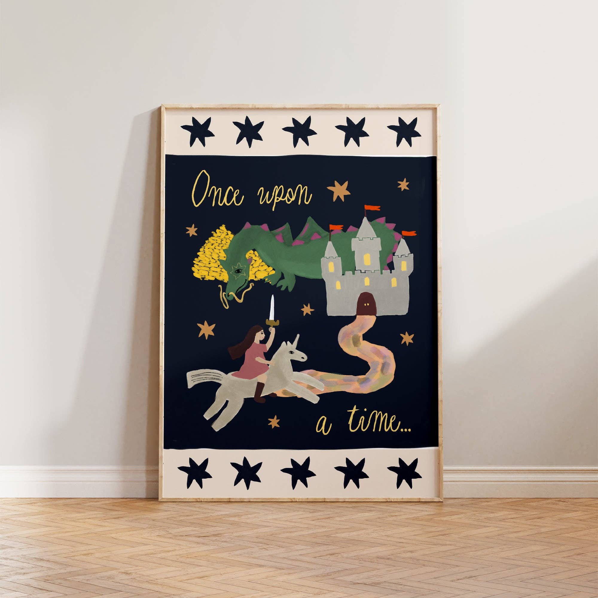 Once Upon a Time Print: Pink / Green / Unframed / A5