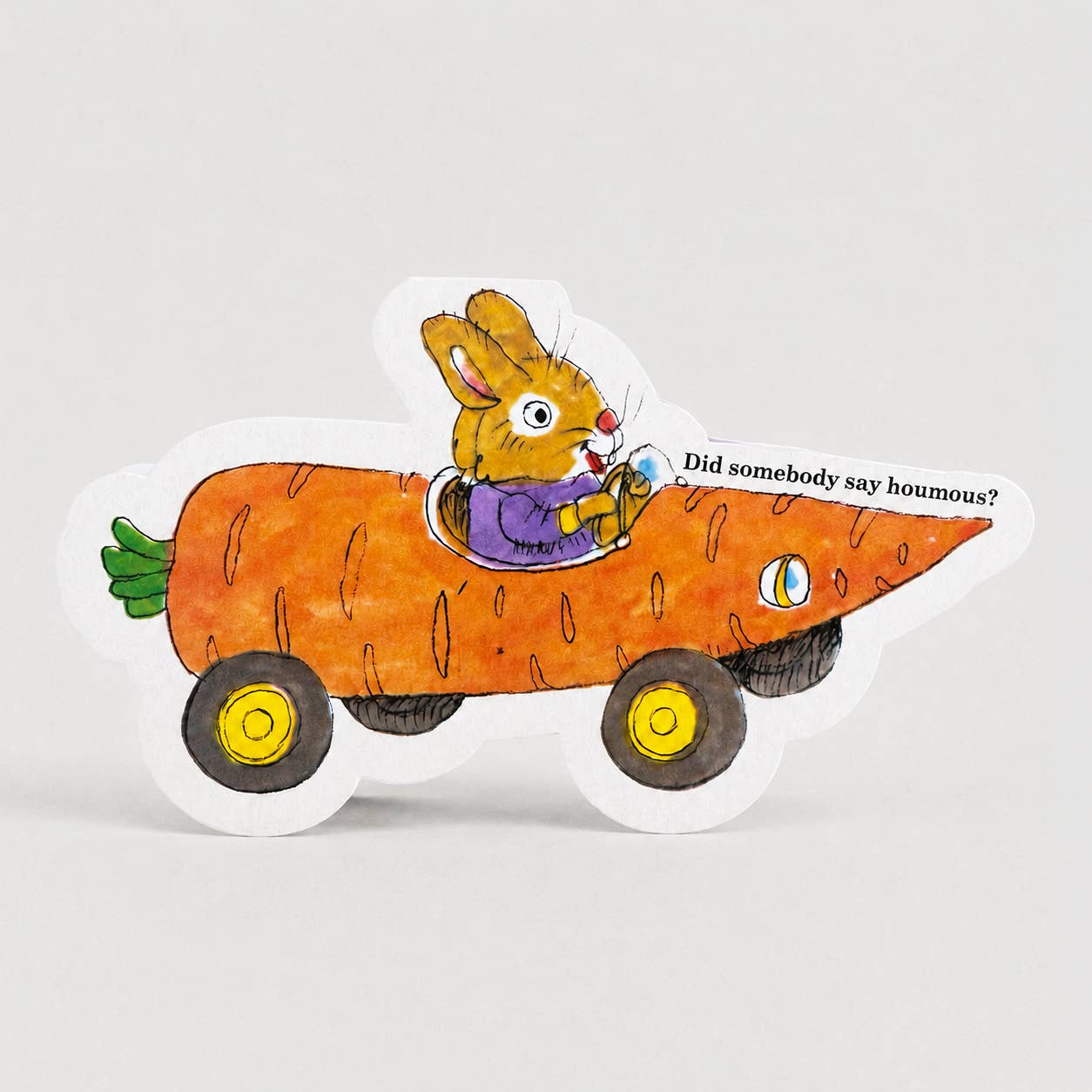 Carrot Bunny Car - Die-cut Card by Richard Scarry