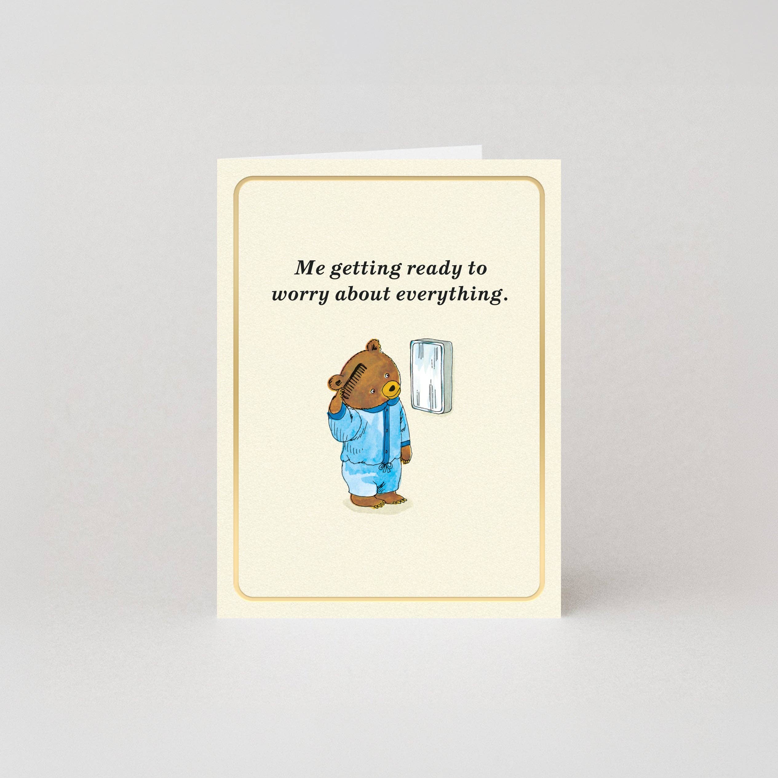 Worry - Gold Foil - Mini Card by Richard Scarry