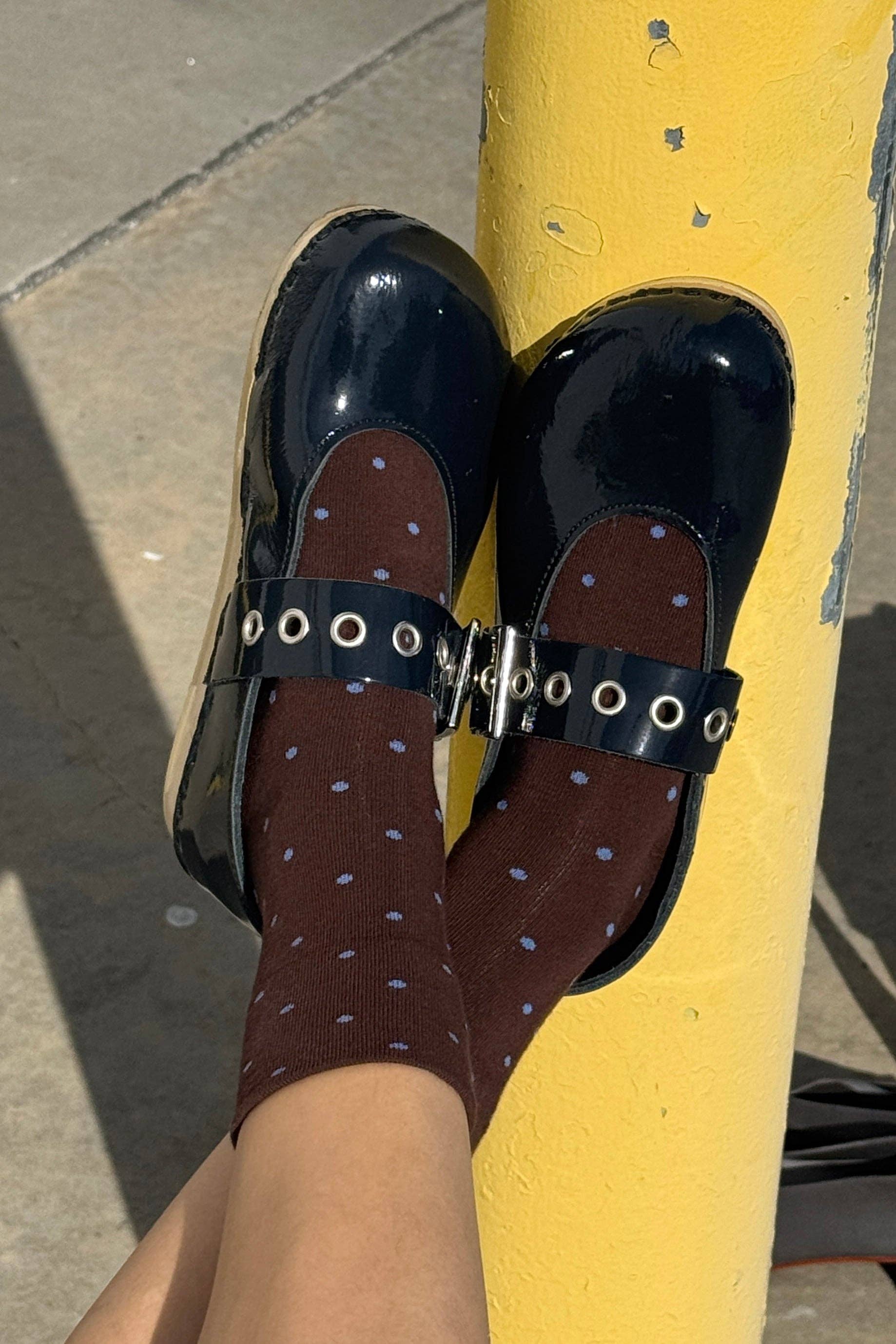 Le Bon Shoppe Polka Dot Socks - Brown and Blue