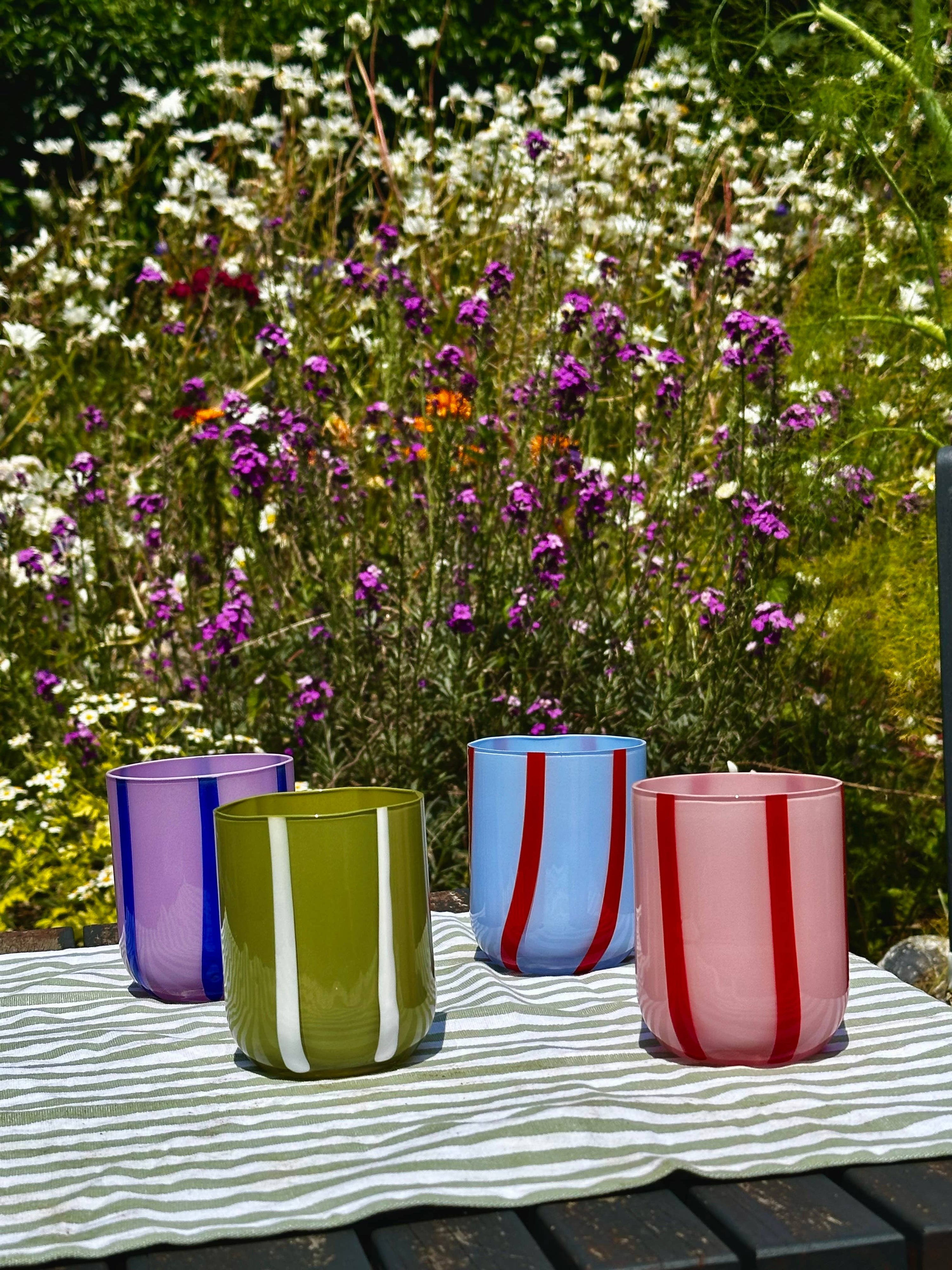 Atina Glassware: Lilac & Navy