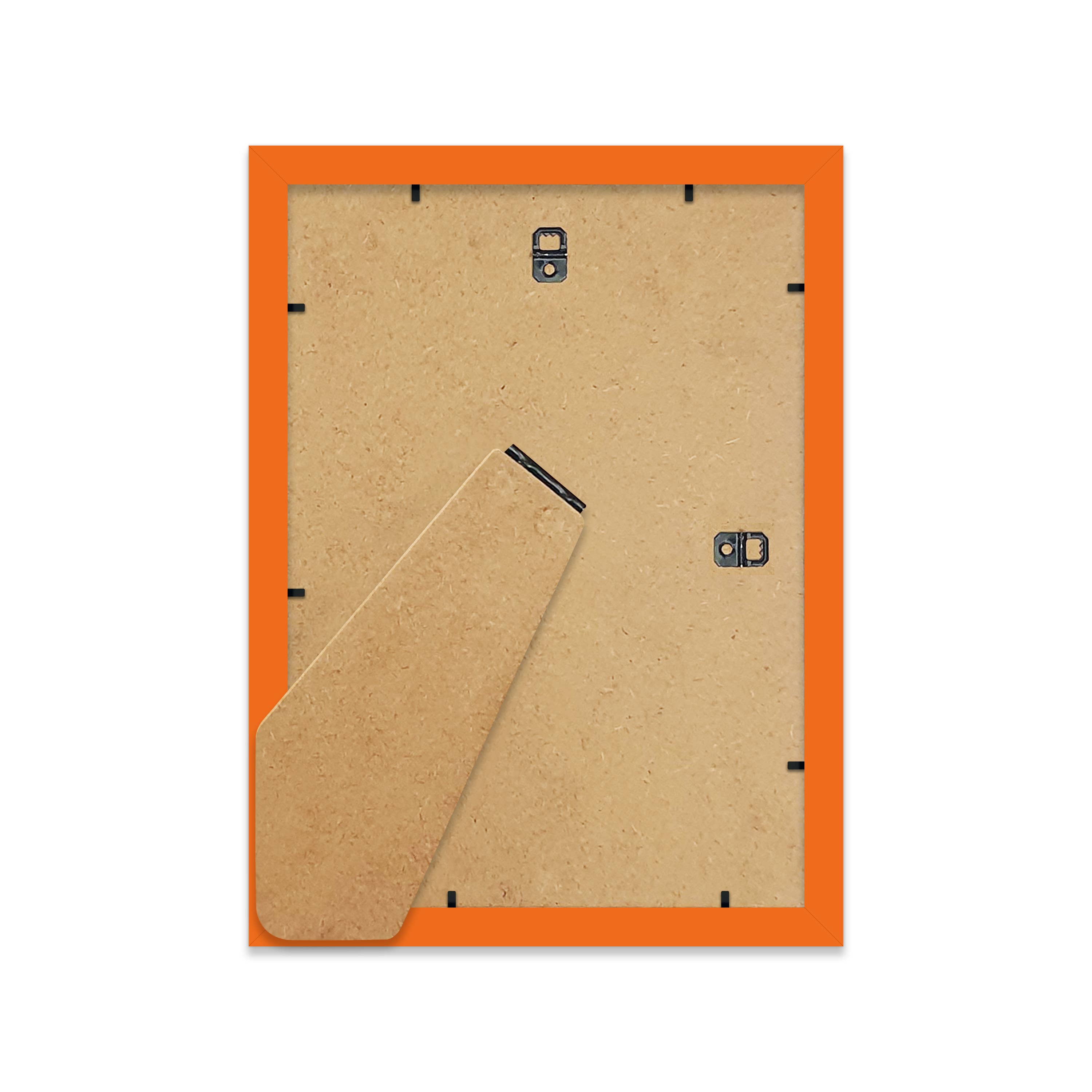 Orange A4 frame with kickstand — freestanding orange photo frame for desk or shelf