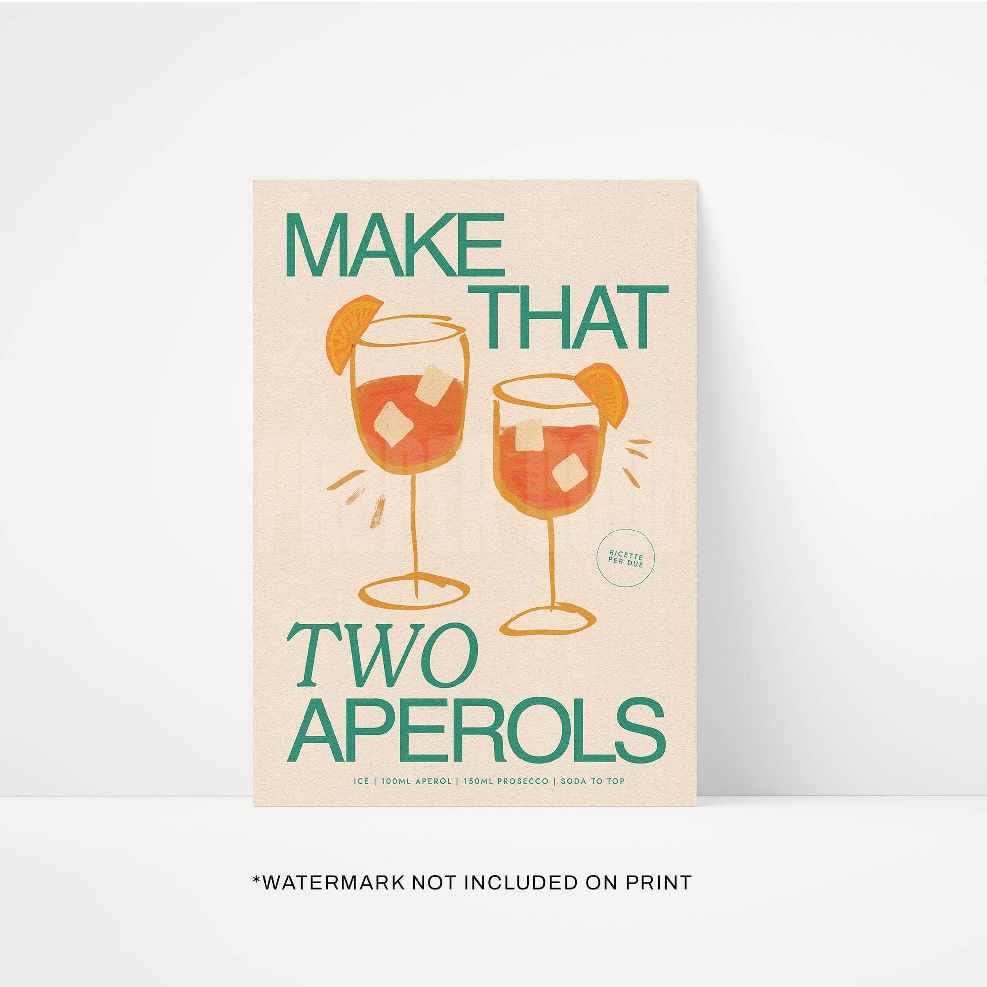 Aperol Spritz art print teal A4 by Proper Good