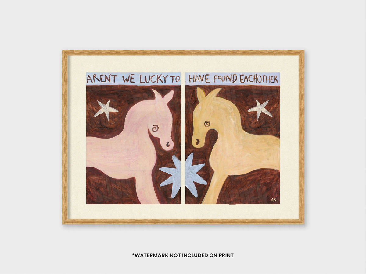 Lucky Horses Quote Hand Painted Print