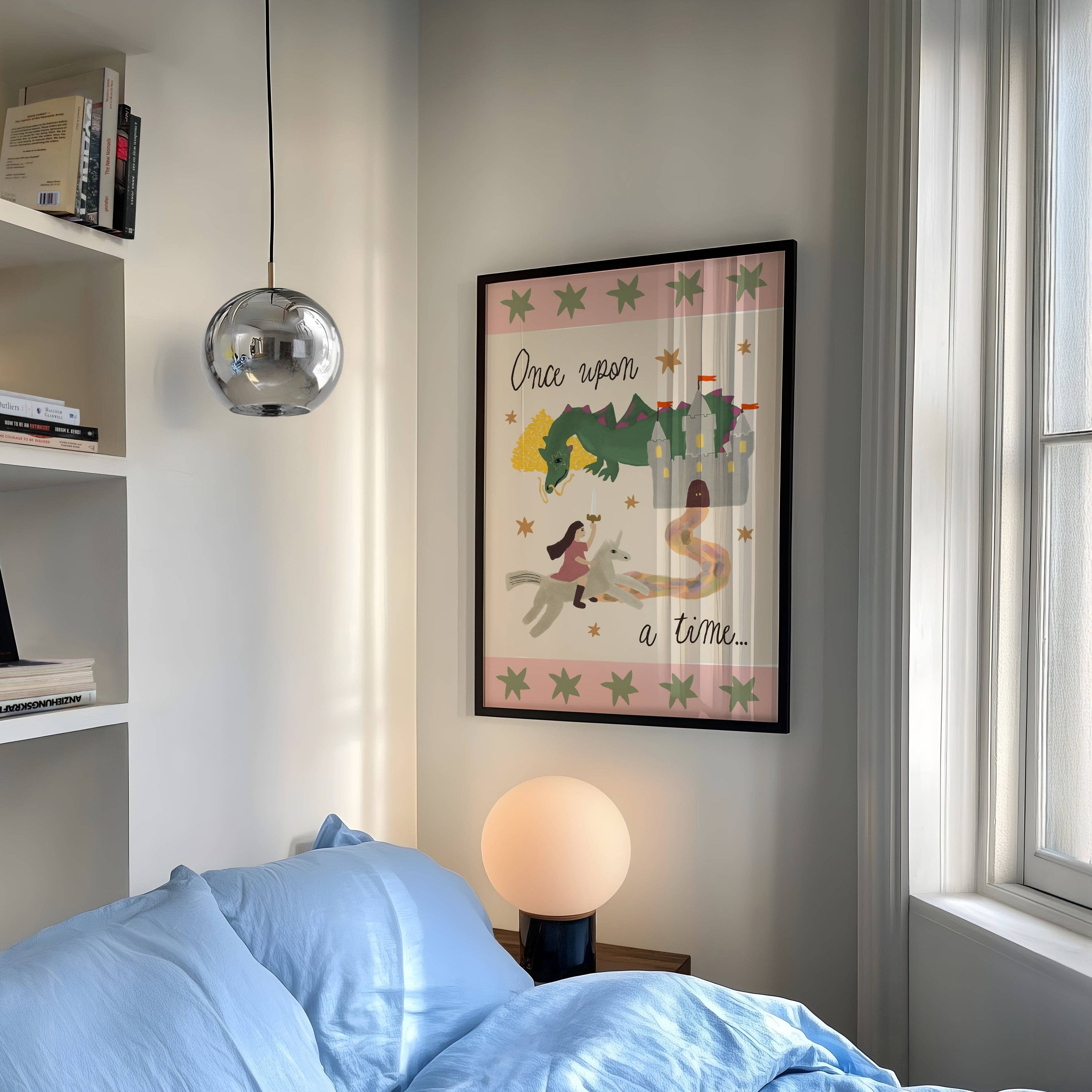 Once Upon a Time Print: Pink / Green / Unframed / A5