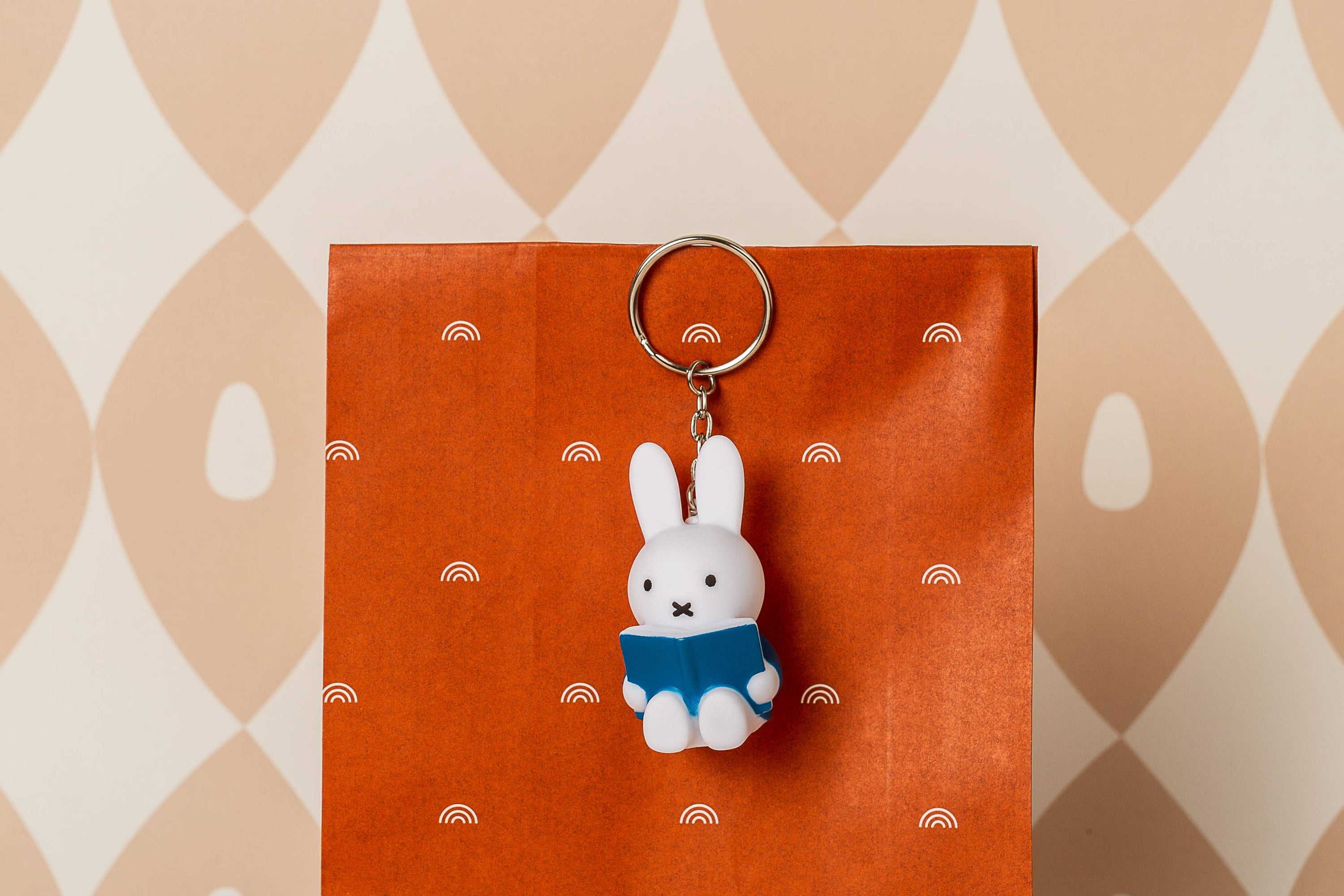 Miffy with Book Keyring - Blue - 6cm