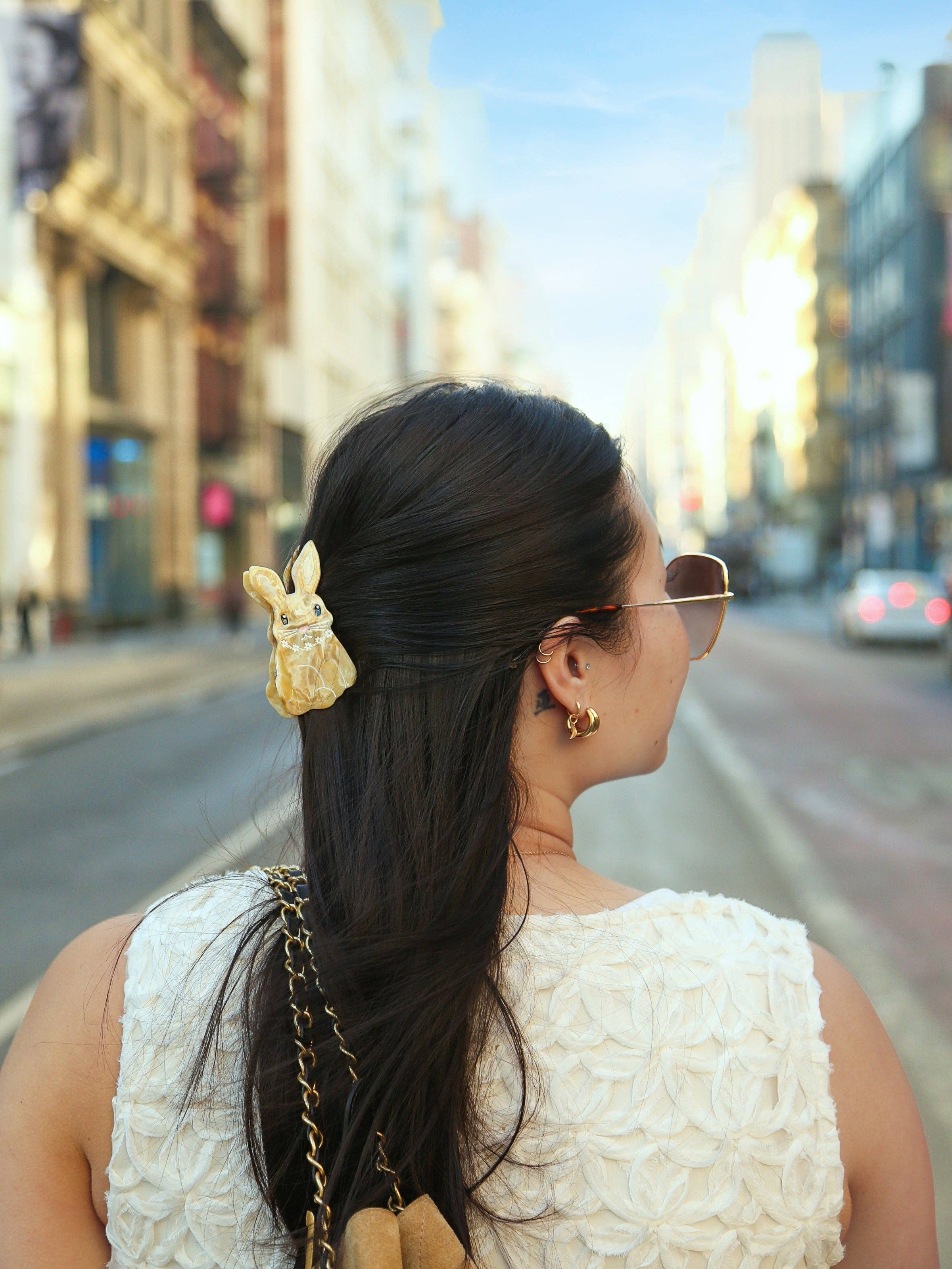 Hand-painted Hair Claw Clip | Bunny | Eco Friendly