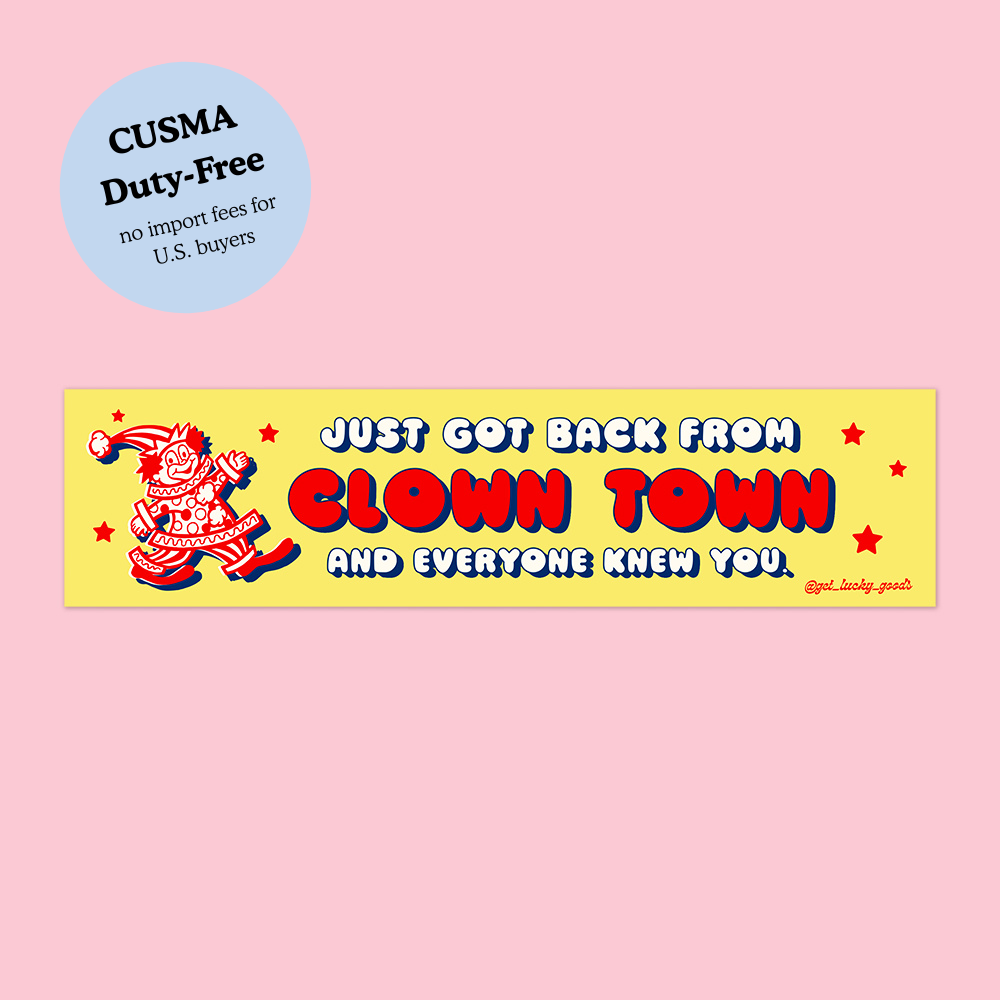 Clown Town - Vinyl Bumper Sticker