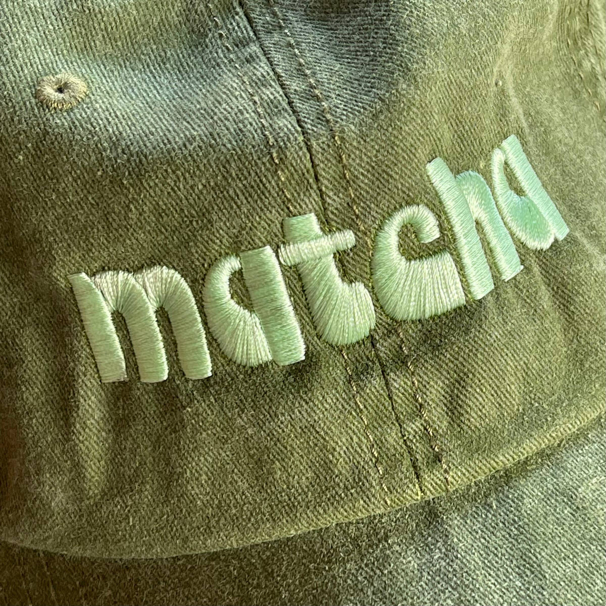 Matcha baseball cap, side view