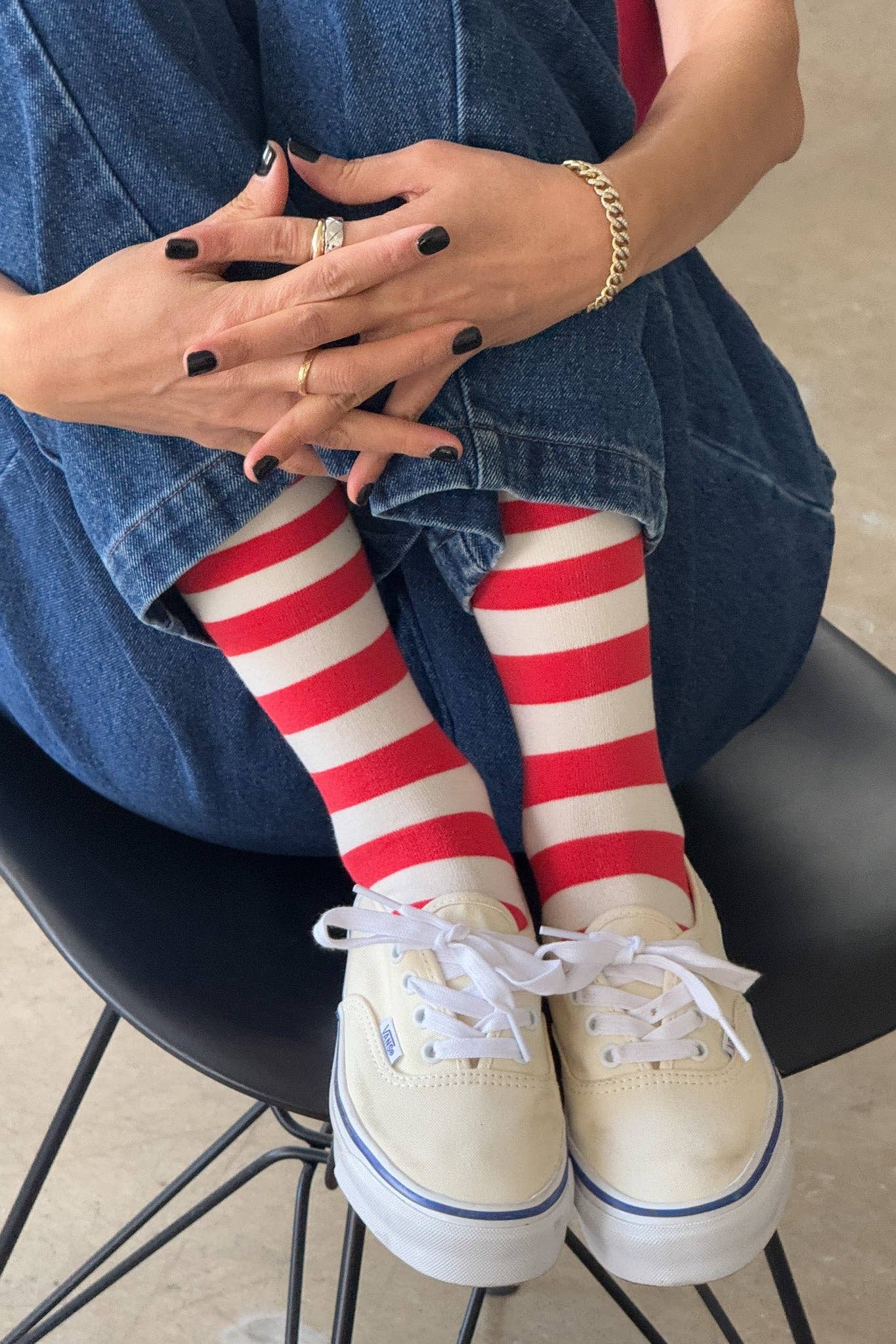Le Bon Shoppe Wide Wally Socks - Navy Stripe