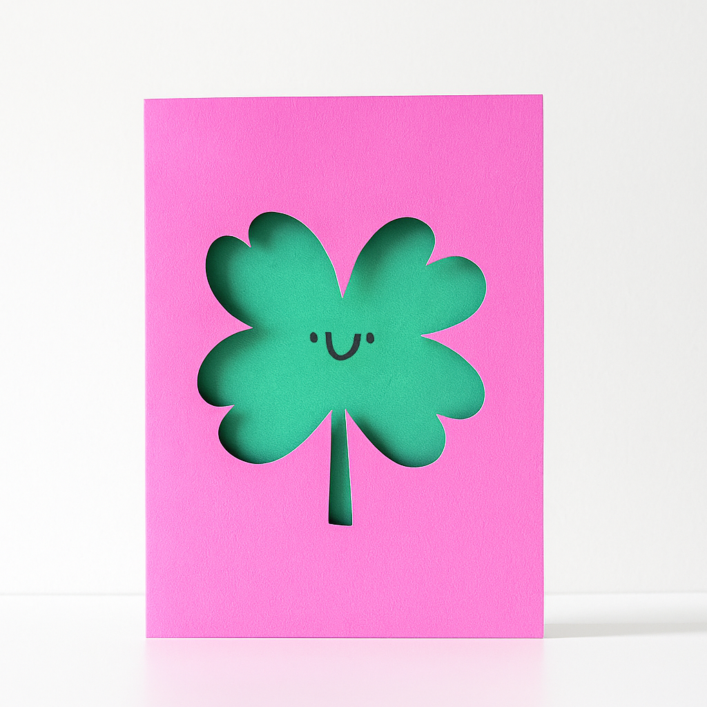 Die-Cut Clover Good Luck Card