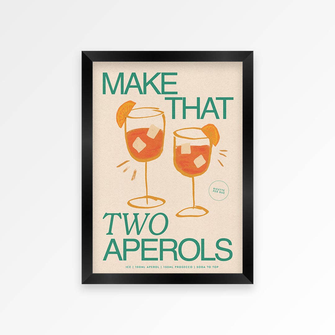 Aperol print teal A3 lifestyle