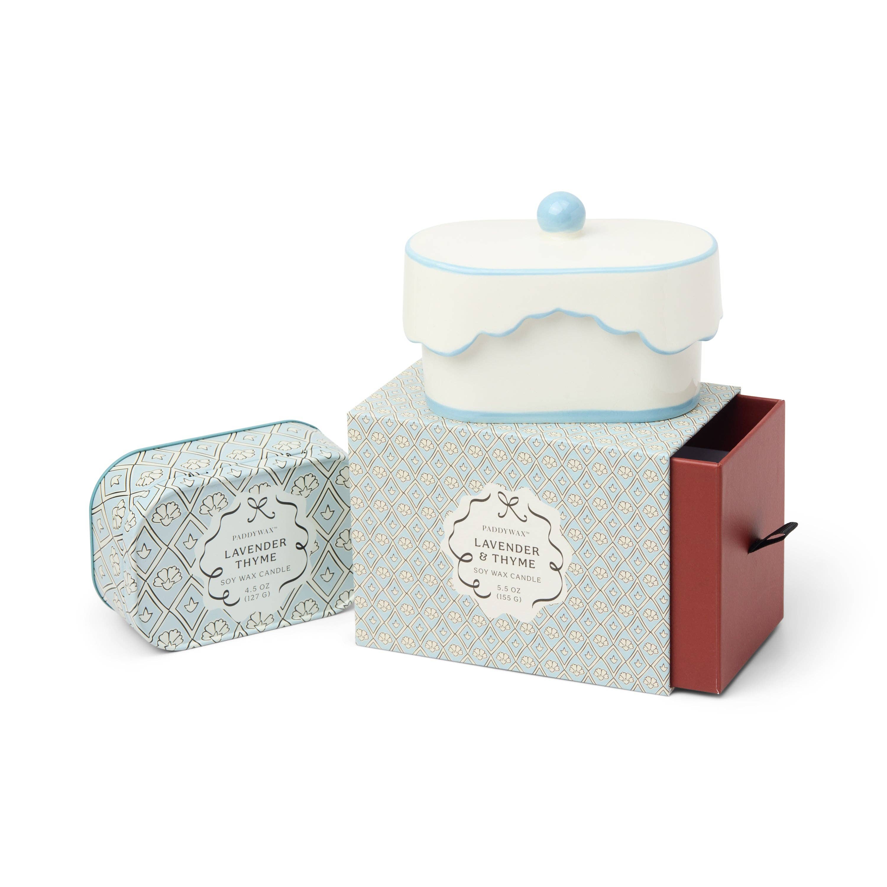 Cherie Ceramic Dish Candle - Blue - Lavender & Thyme