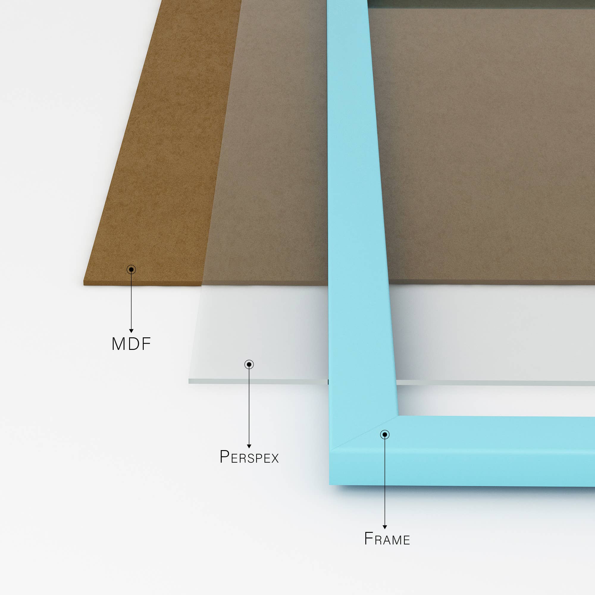 Light blue A3 frame landscape orientation — soft blue art frame for prints