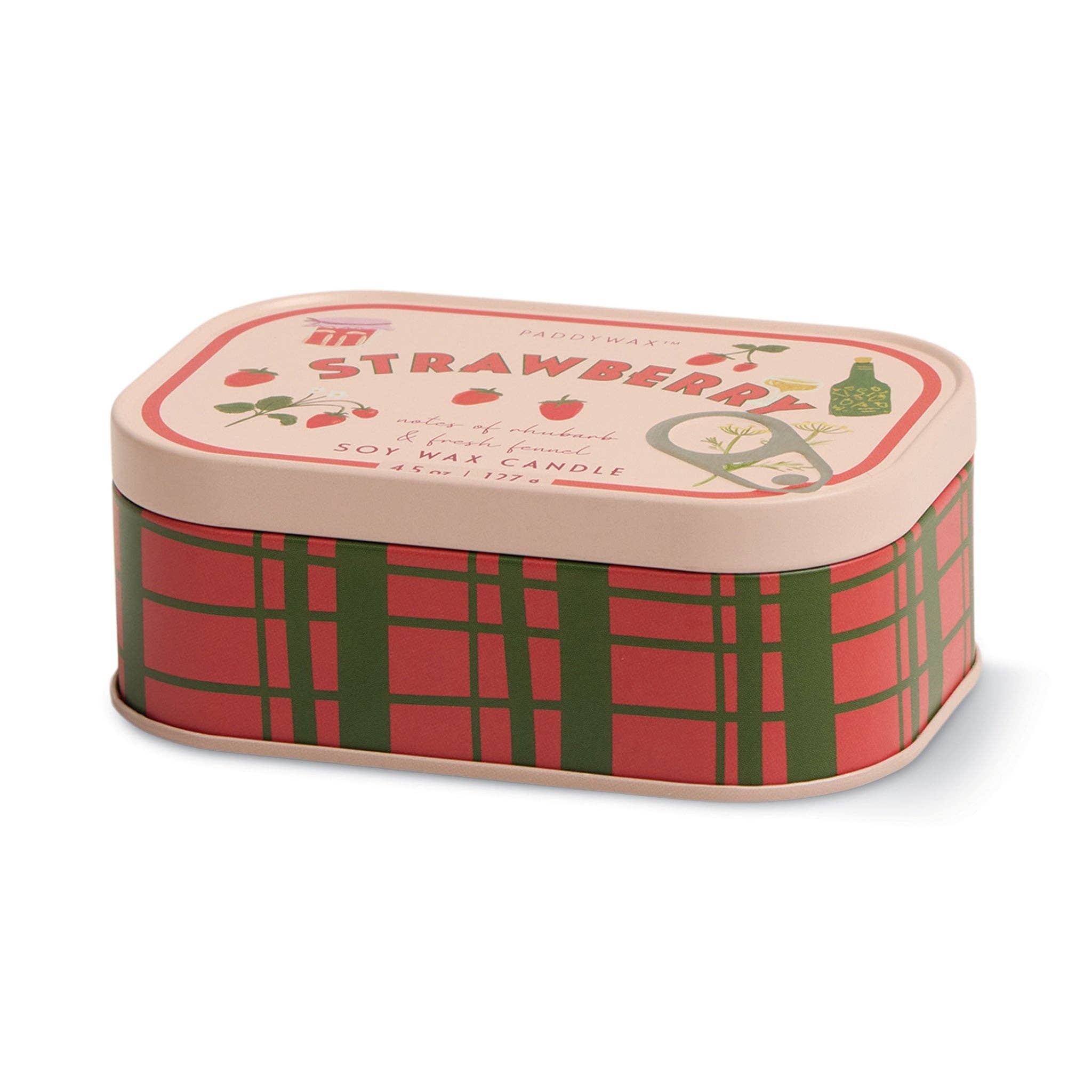 Paddywax Bistro strawberry tin candle, detail