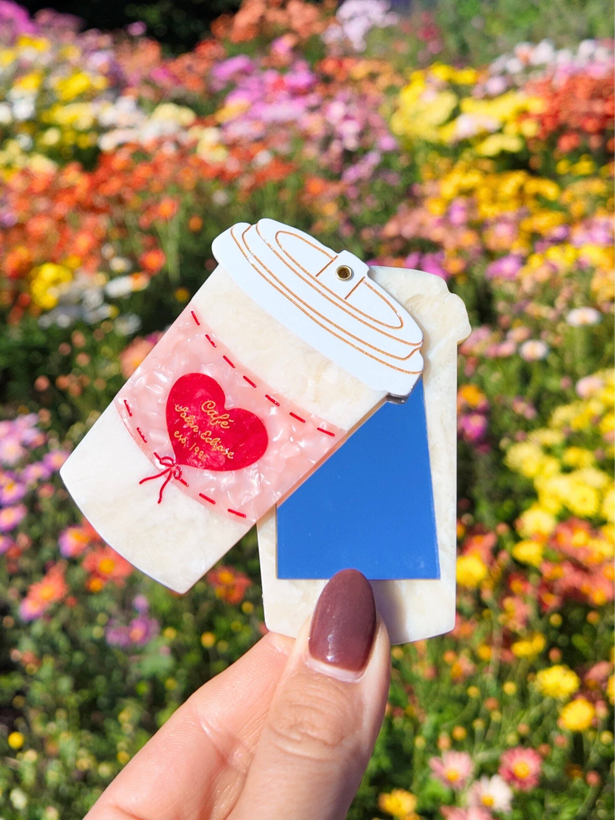Hand-painted Compact Mirror | Coffee  | Eco Friendly