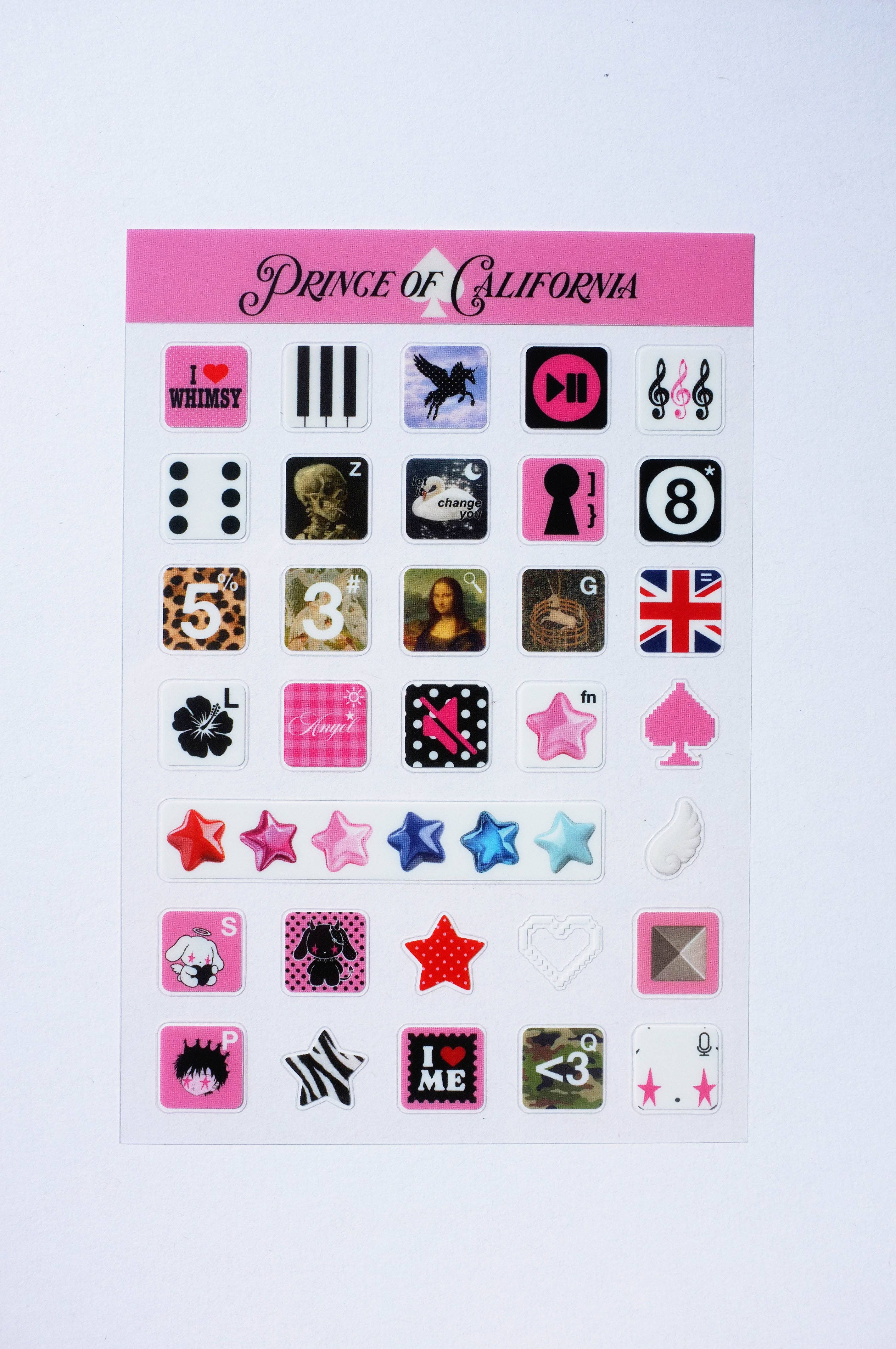 Prince of California Keyboard Sticker Sheet