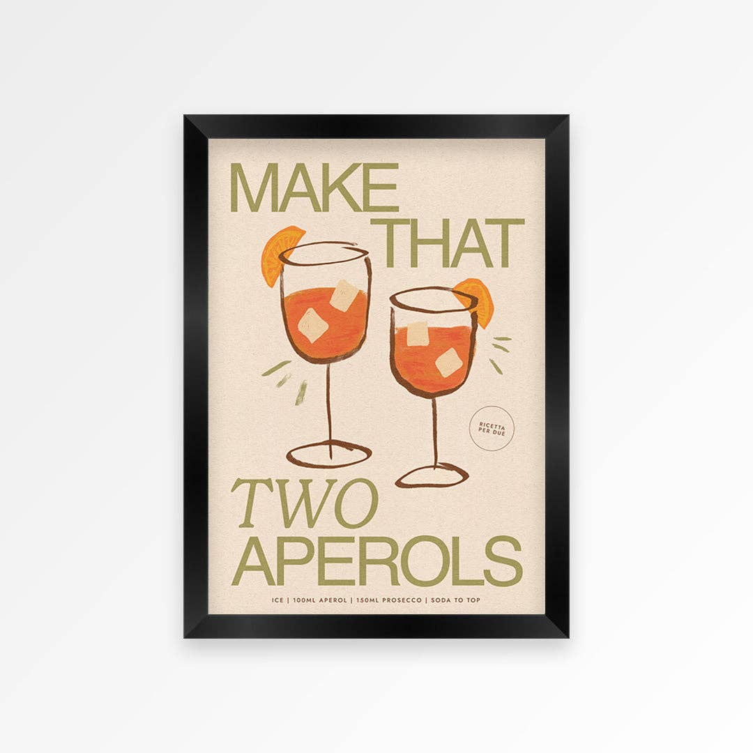Aperol Spritz art print teal A4 by Proper Good Abbie Franks