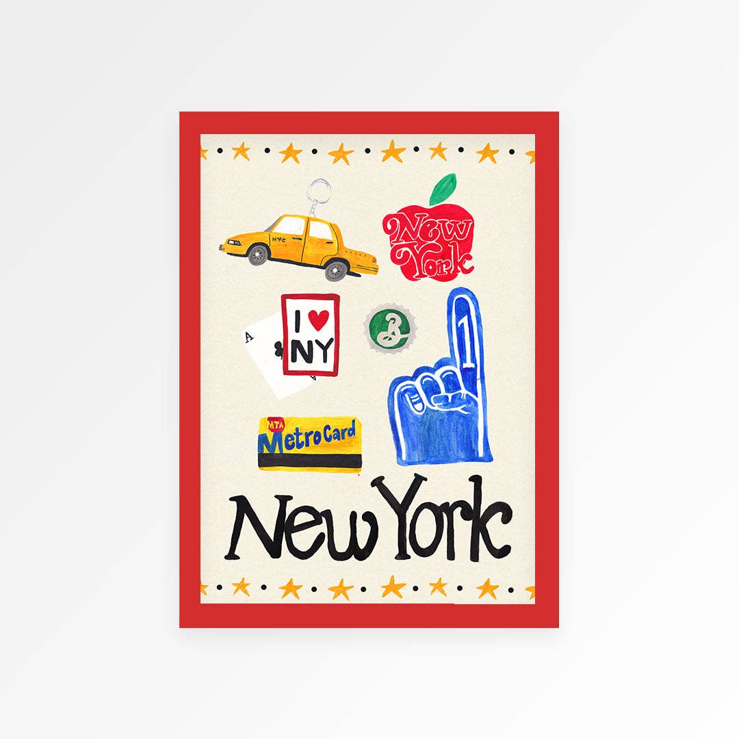 New York Travel Trinket Hand Painted Print: Unframed / A3