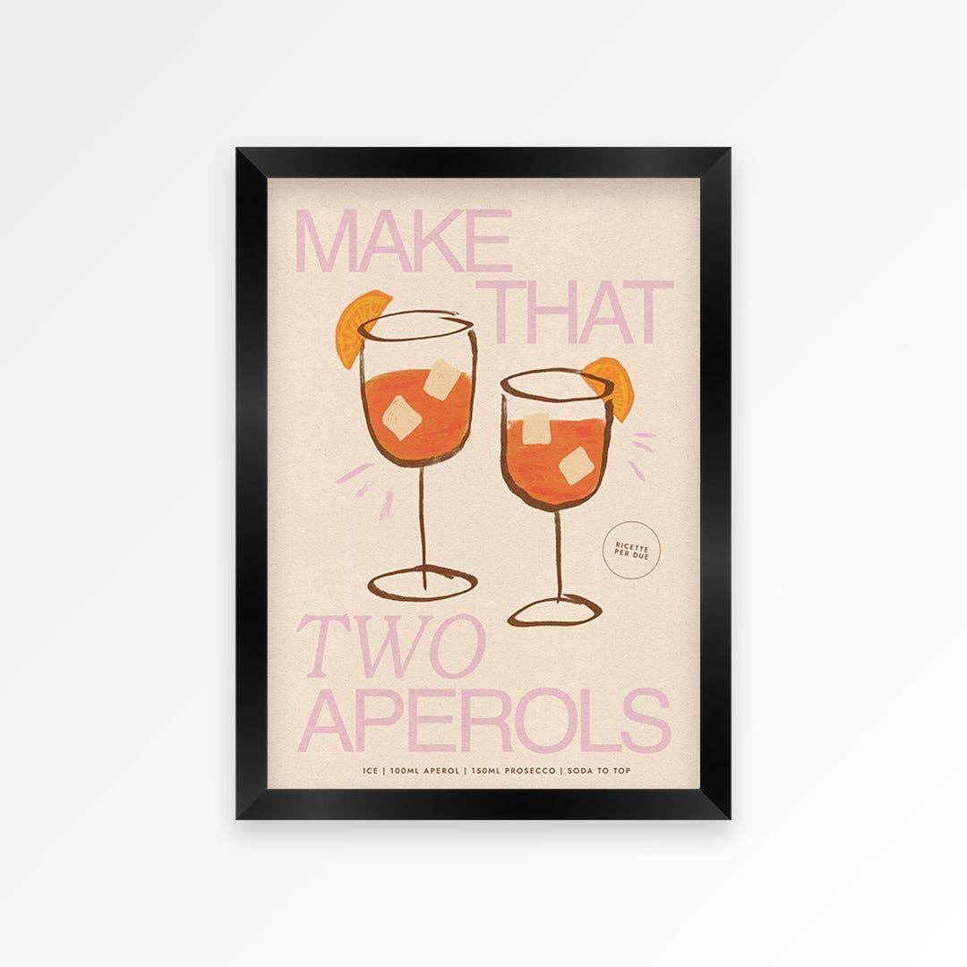 Aperol print teal unframed close up