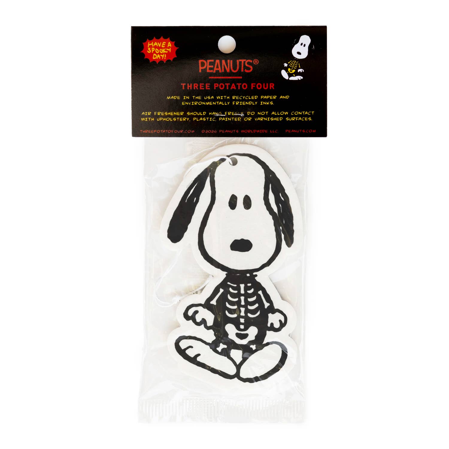 Snoopy Skeleton Air Freshener by Three Potato Four, Halloween range, styled shot