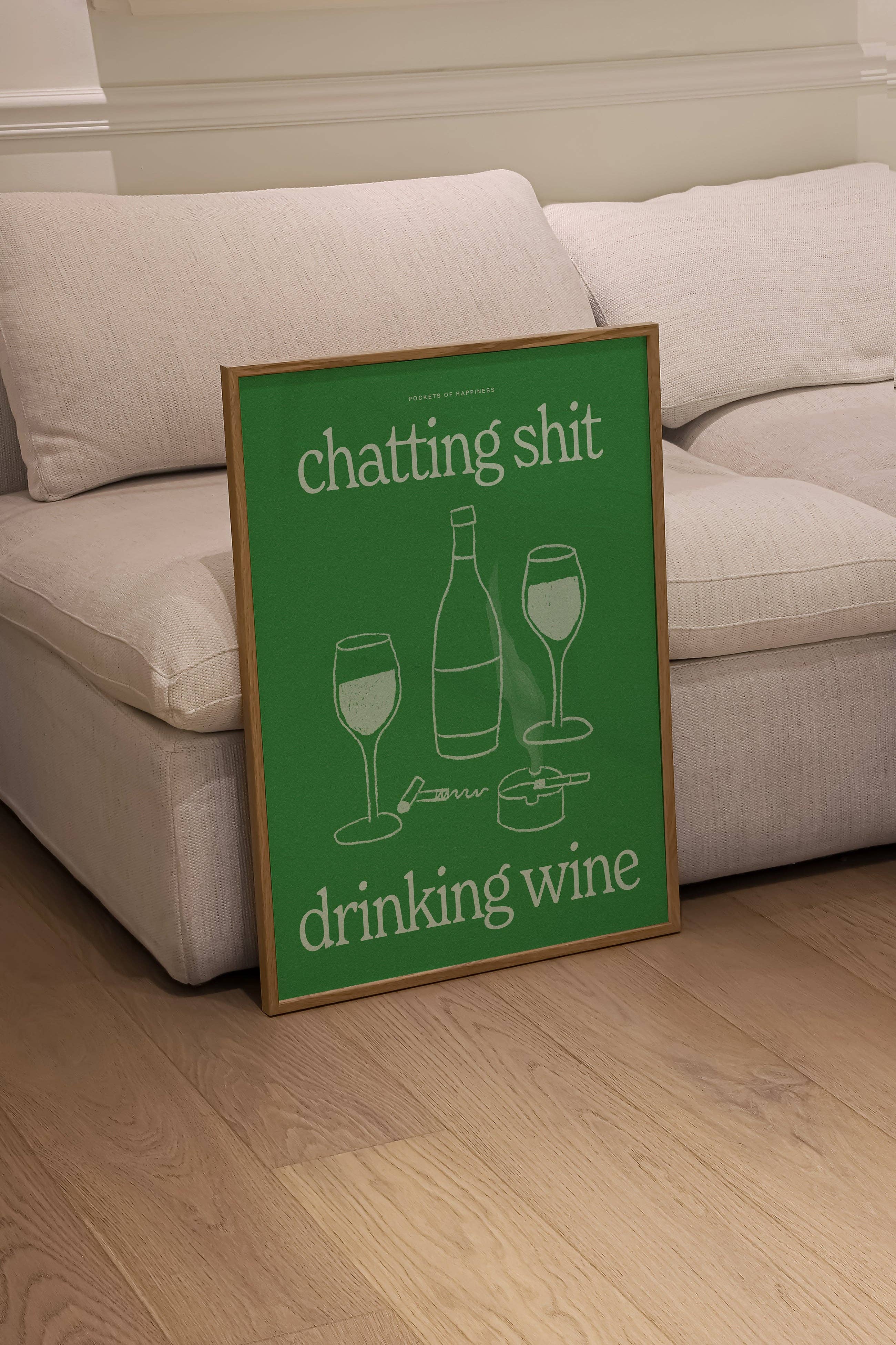 Chatting Shit Drinking Wine print A5 detail