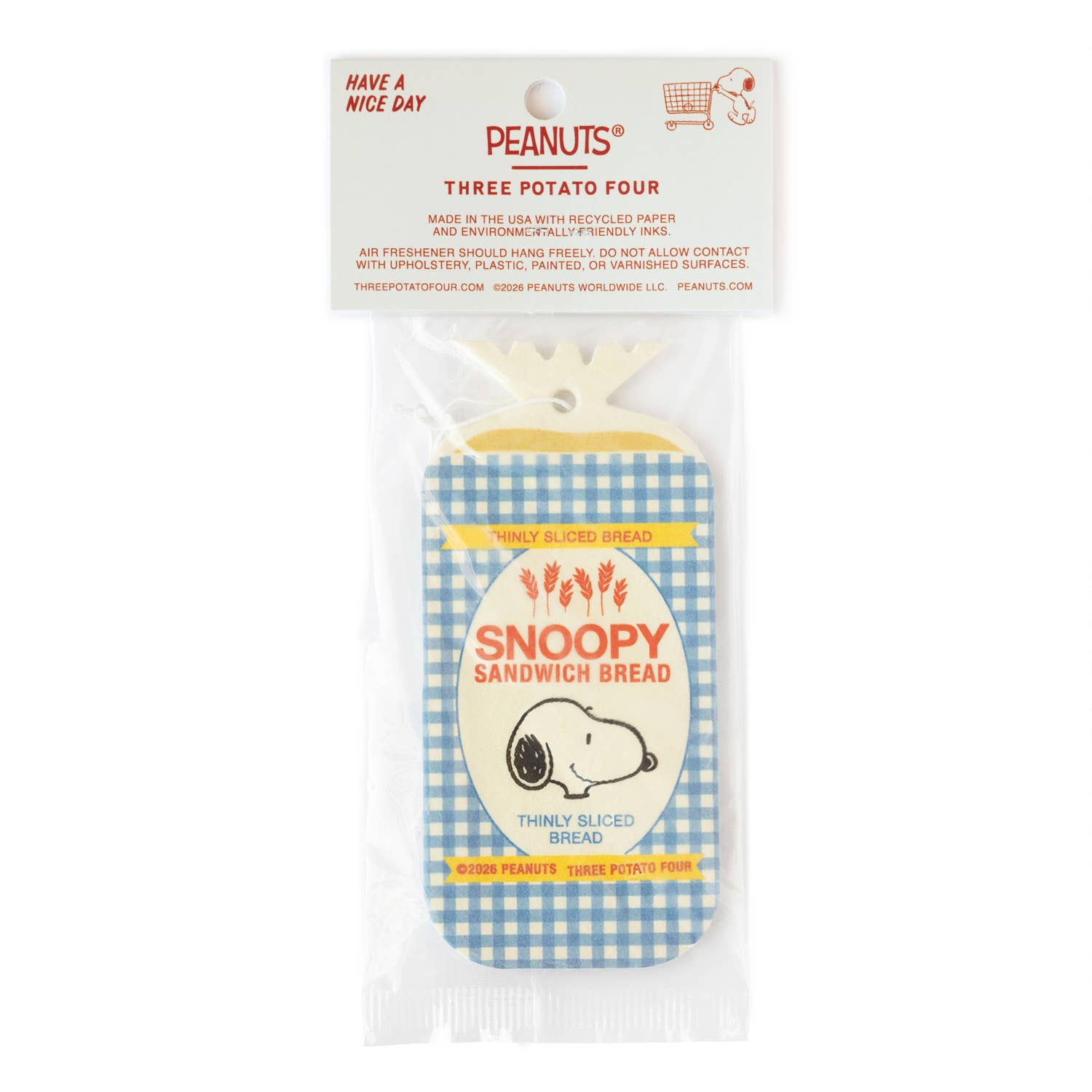 Snoopy Bread air freshener shown from another angle