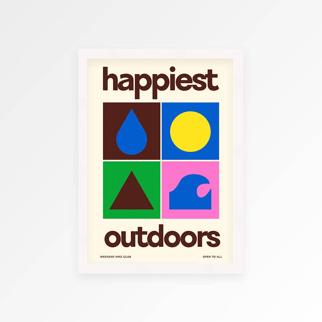 Happiest Outdoors print A5 on wall