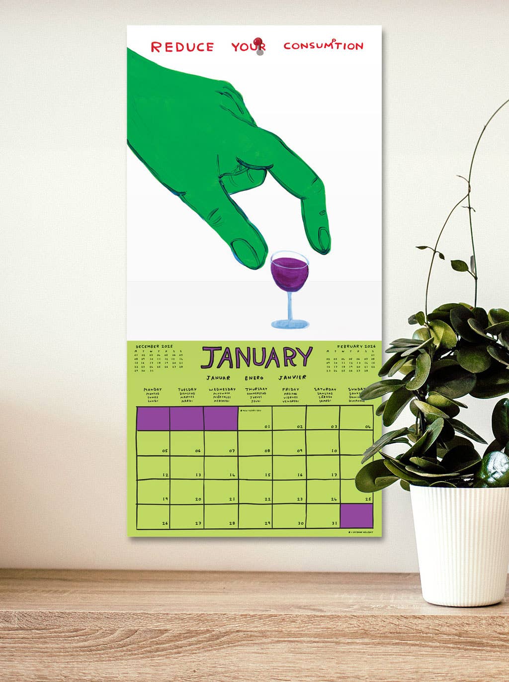 David Shrigley Official 2026 Wall Calendar