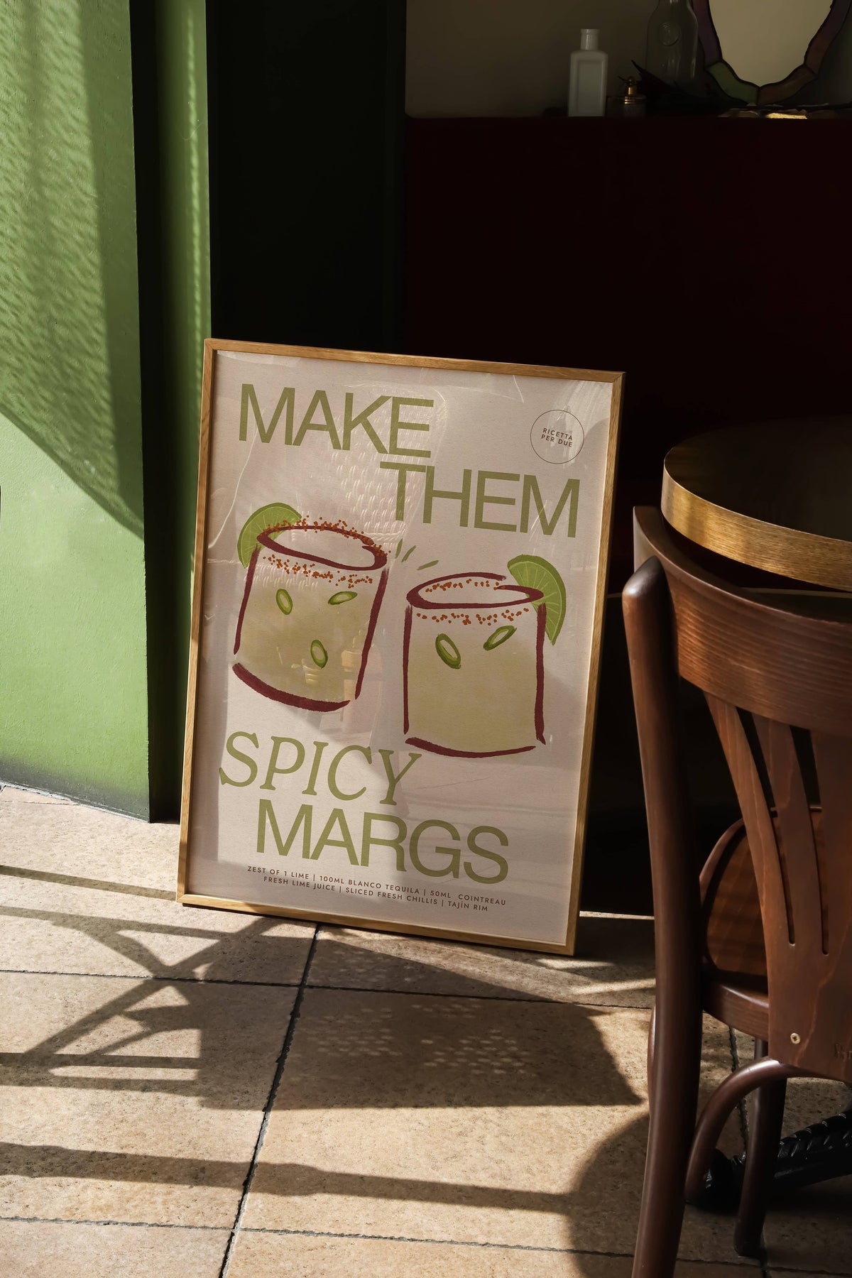 Spicy Margaritas print sage A5 styled shot