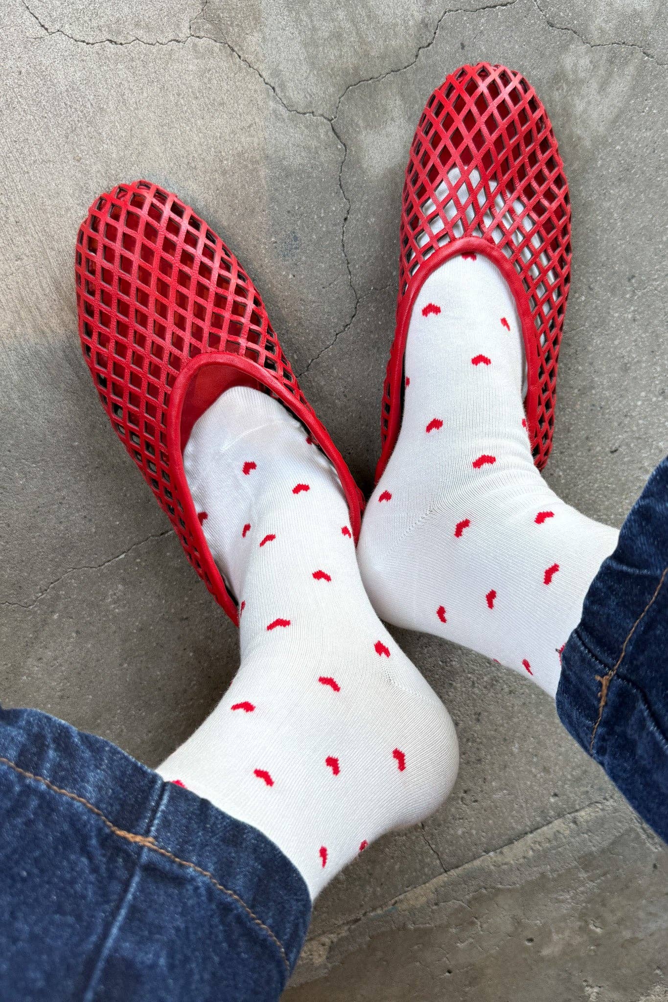Patterned Sneaker Socks - POLKA DOT - BLUE/NAVY