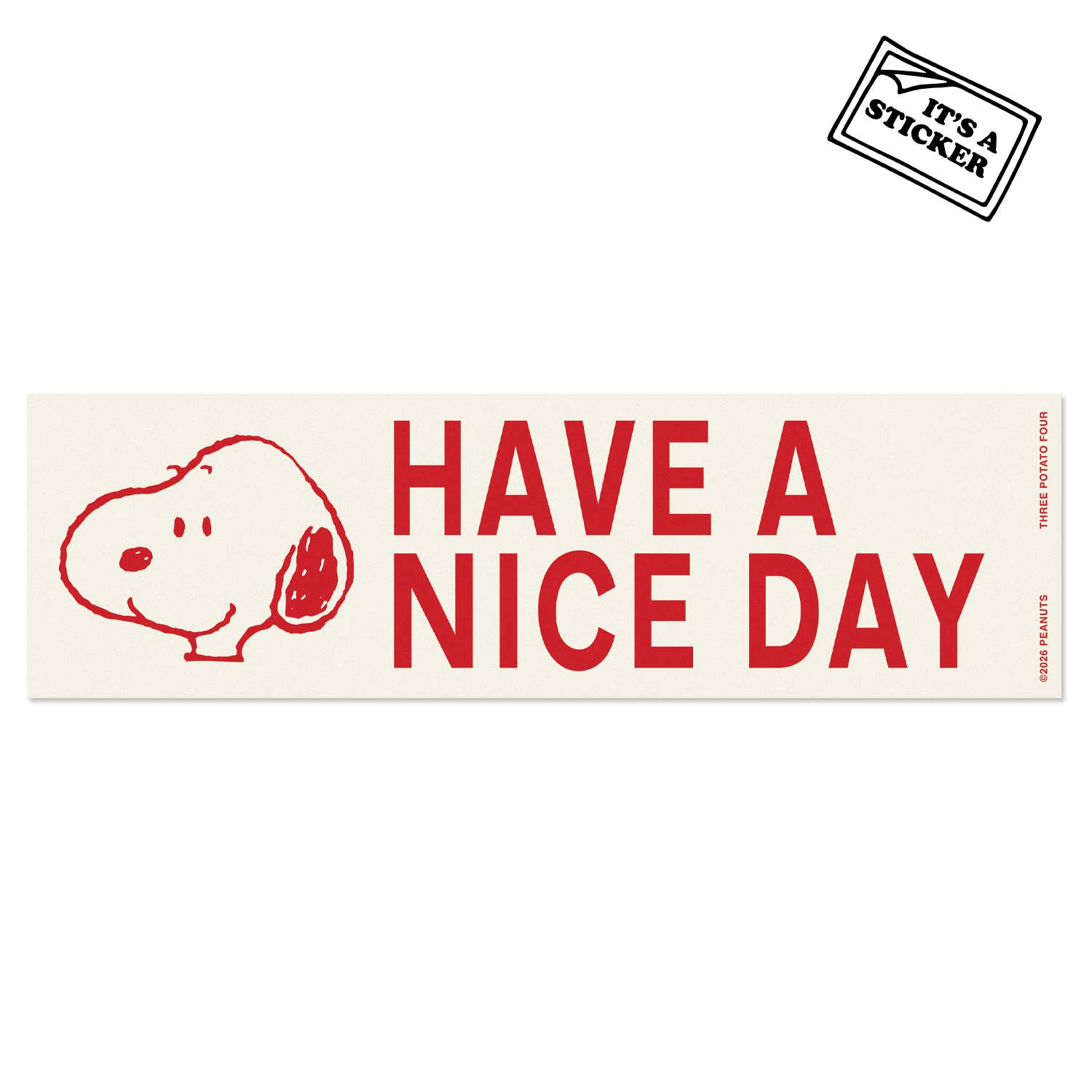 Snoopy Nice Day Bumper Sticker by Three Potato Four