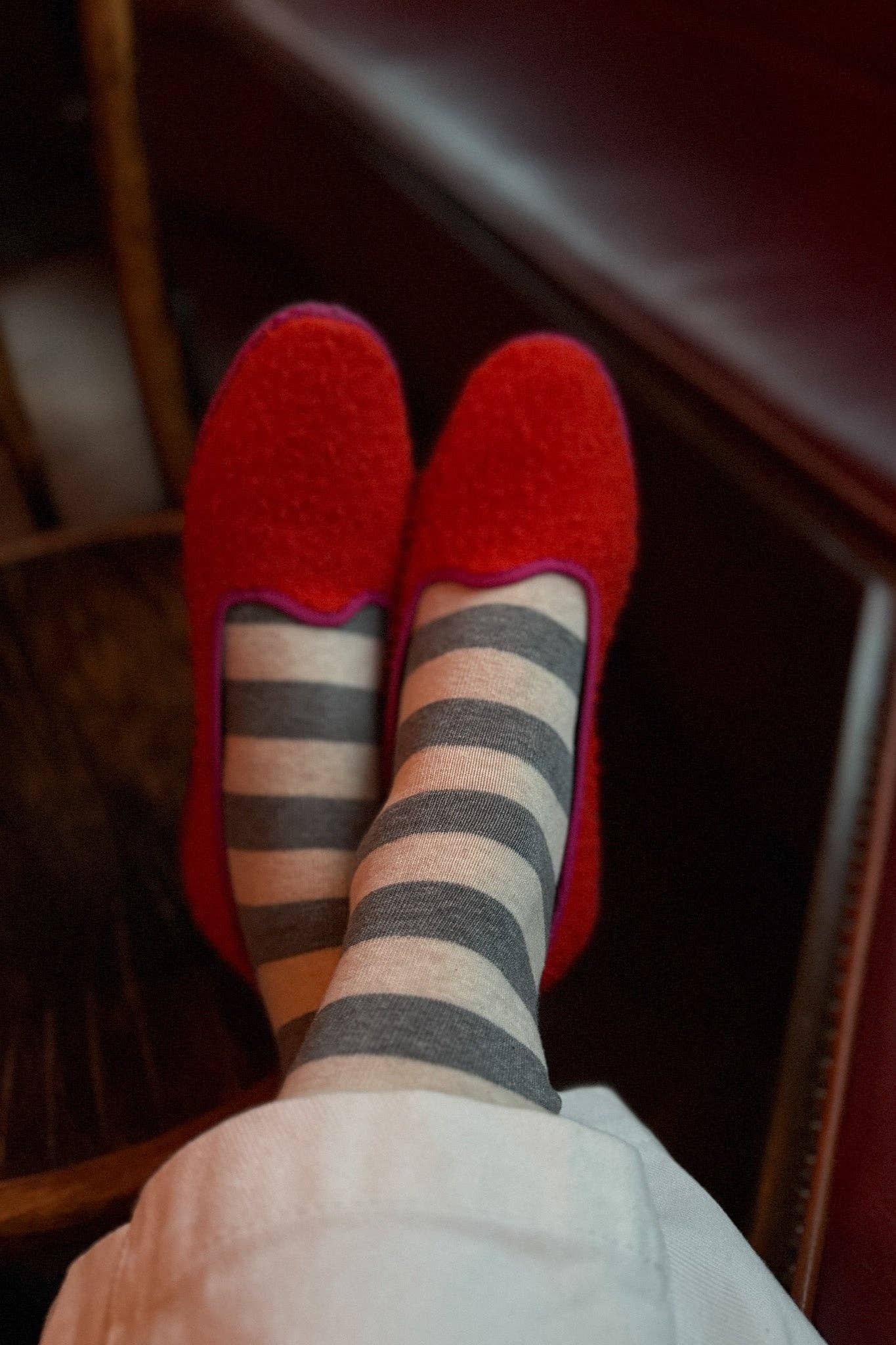 Le Bon Shoppe Wide Wally Socks - Navy Stripe
