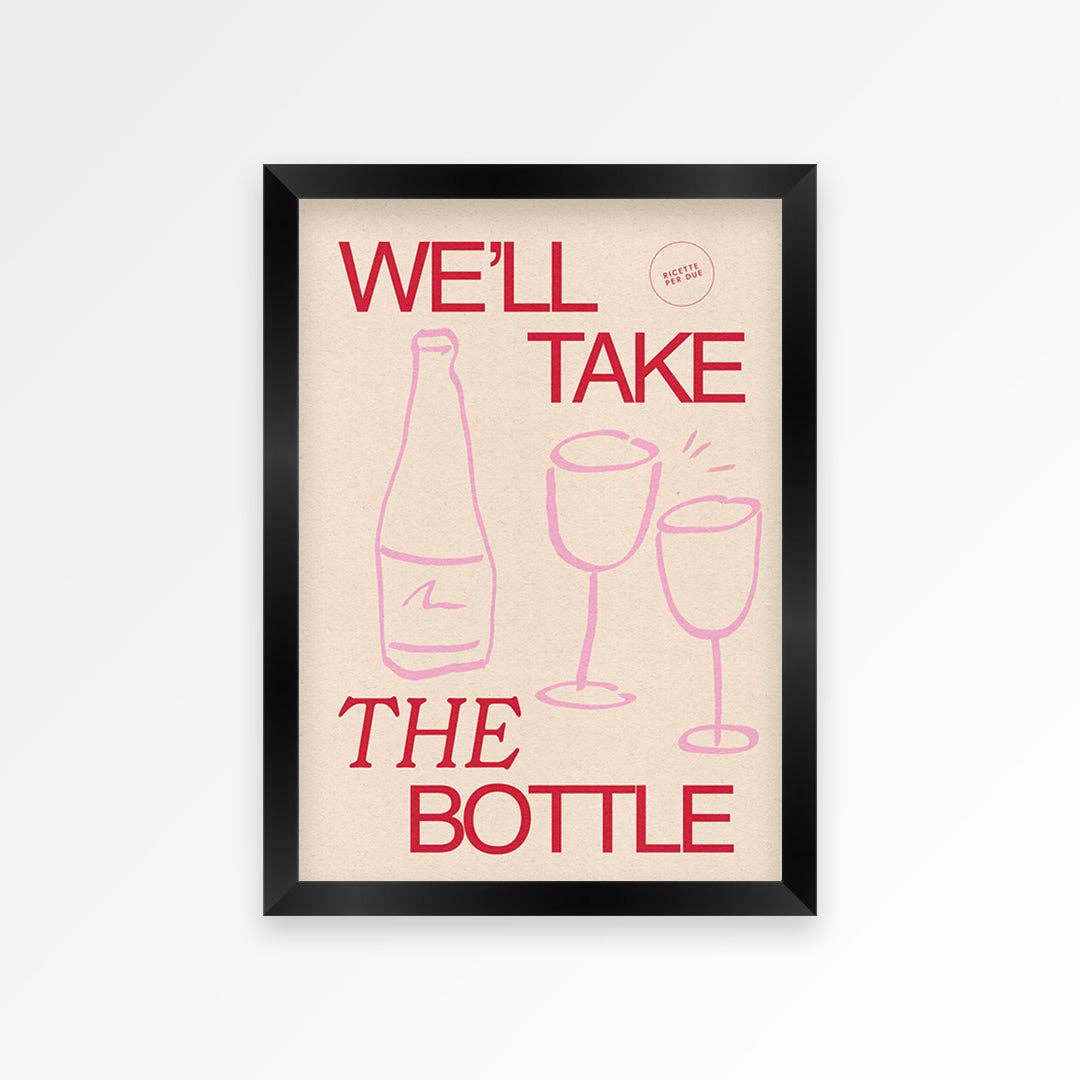 Wine art print brown A4 — dining room decor