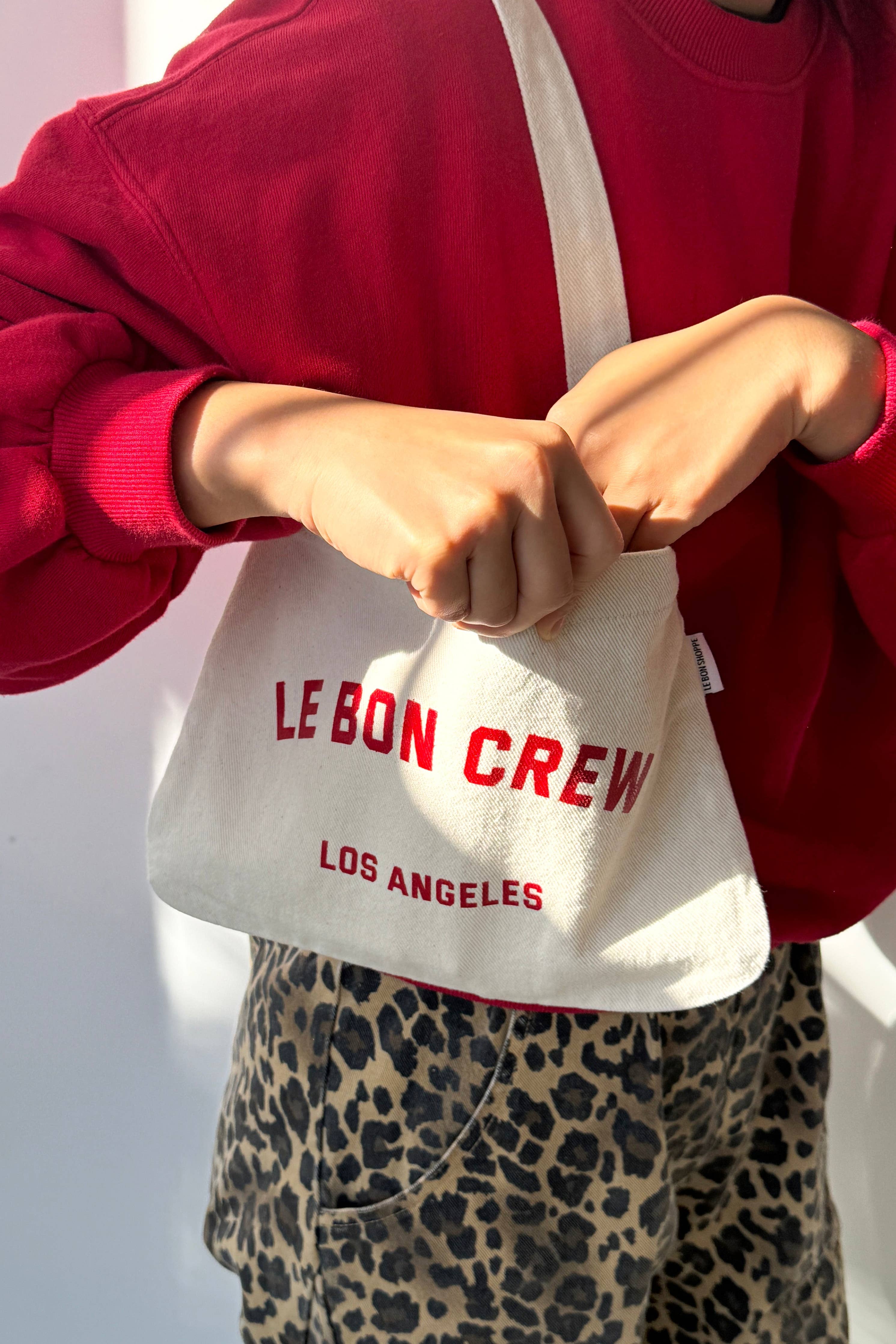 Le Bon Shoppe Petite Happy Carry Bag - Naturel + Red
