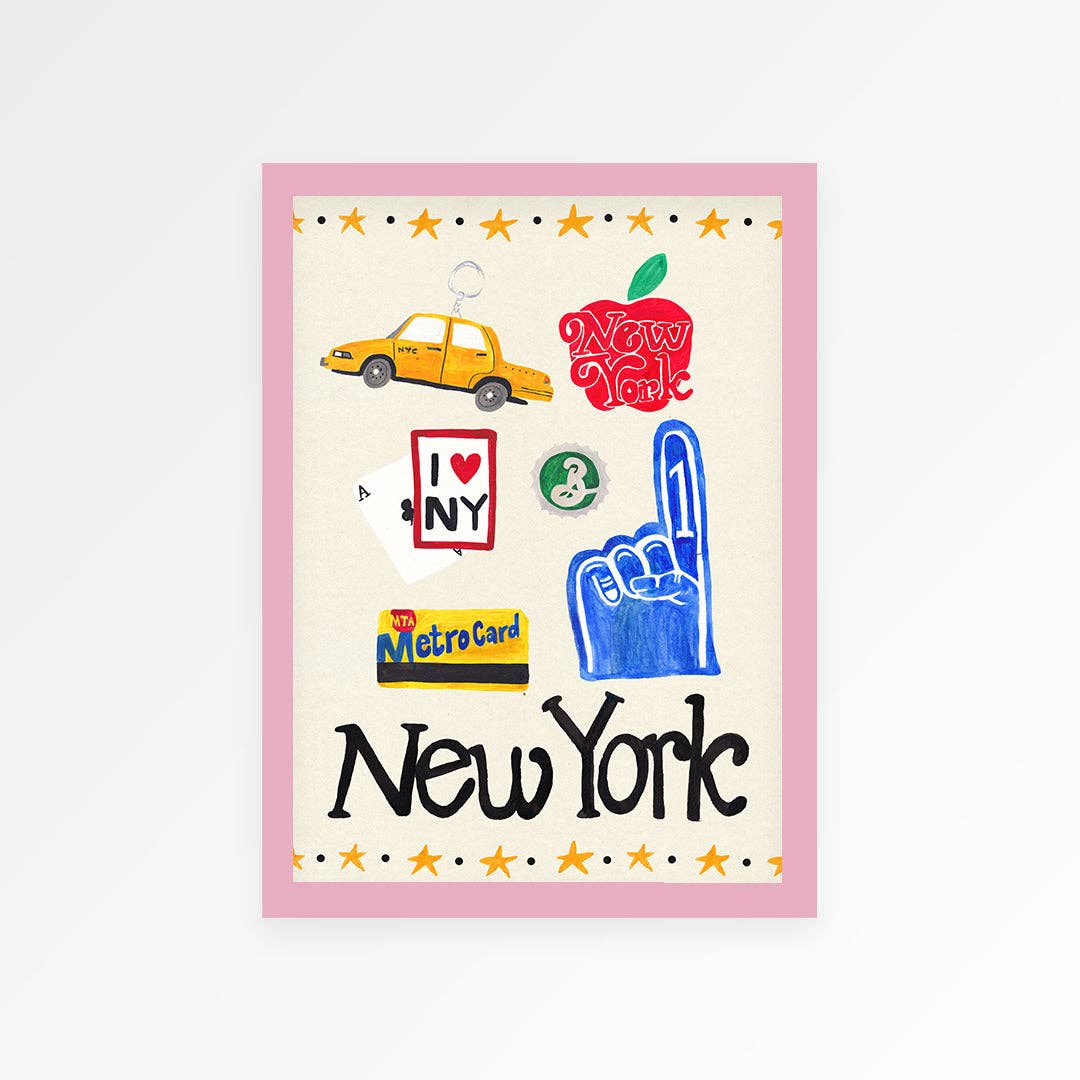 New York Travel Trinket Hand Painted Print: Unframed / A3