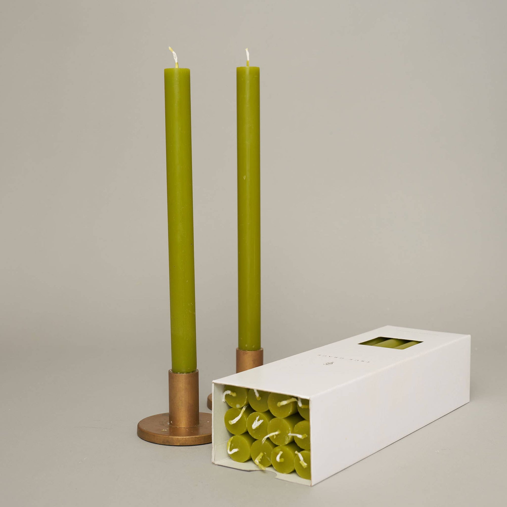 True Grace tall dinner candle in leaf green