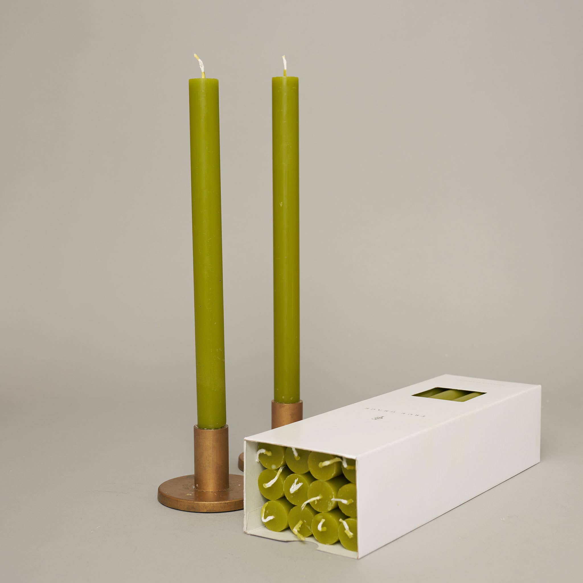 True Grace tall dinner candle in leaf green