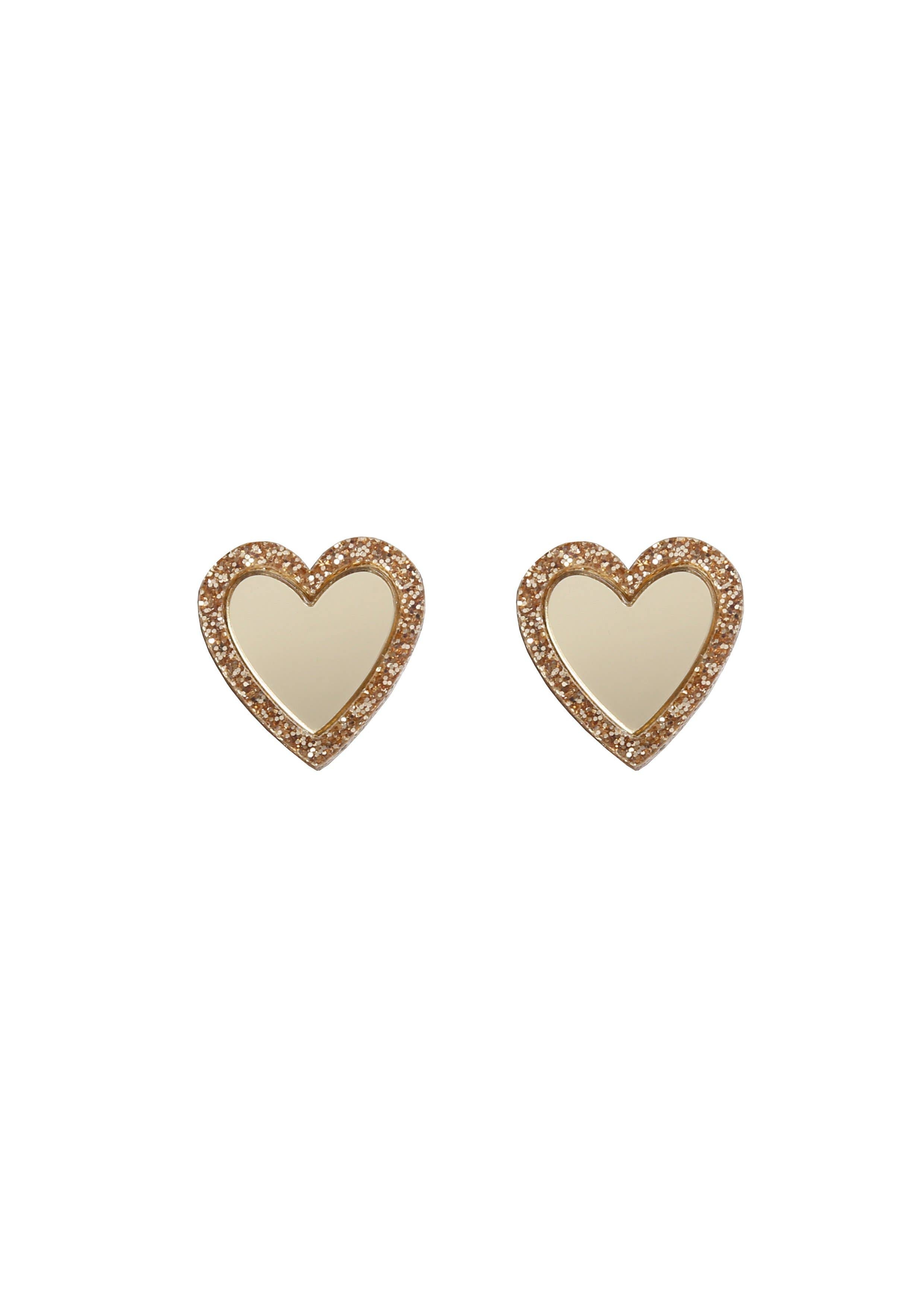 Acrylic Heart Studs: Red Mirror + Pink Mirror