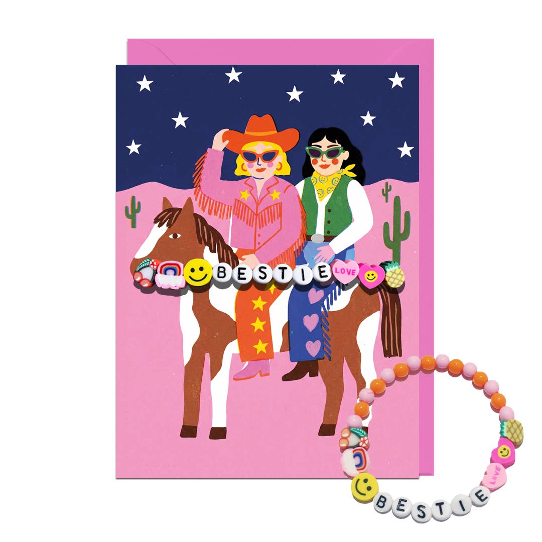 Bestie Cowgirl bracelet greetings card by Jolly Awesome