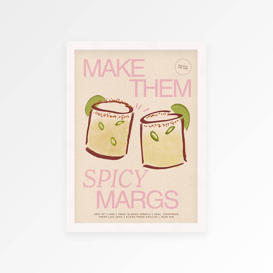 Spicy Margaritas print pink A5 detail close up
