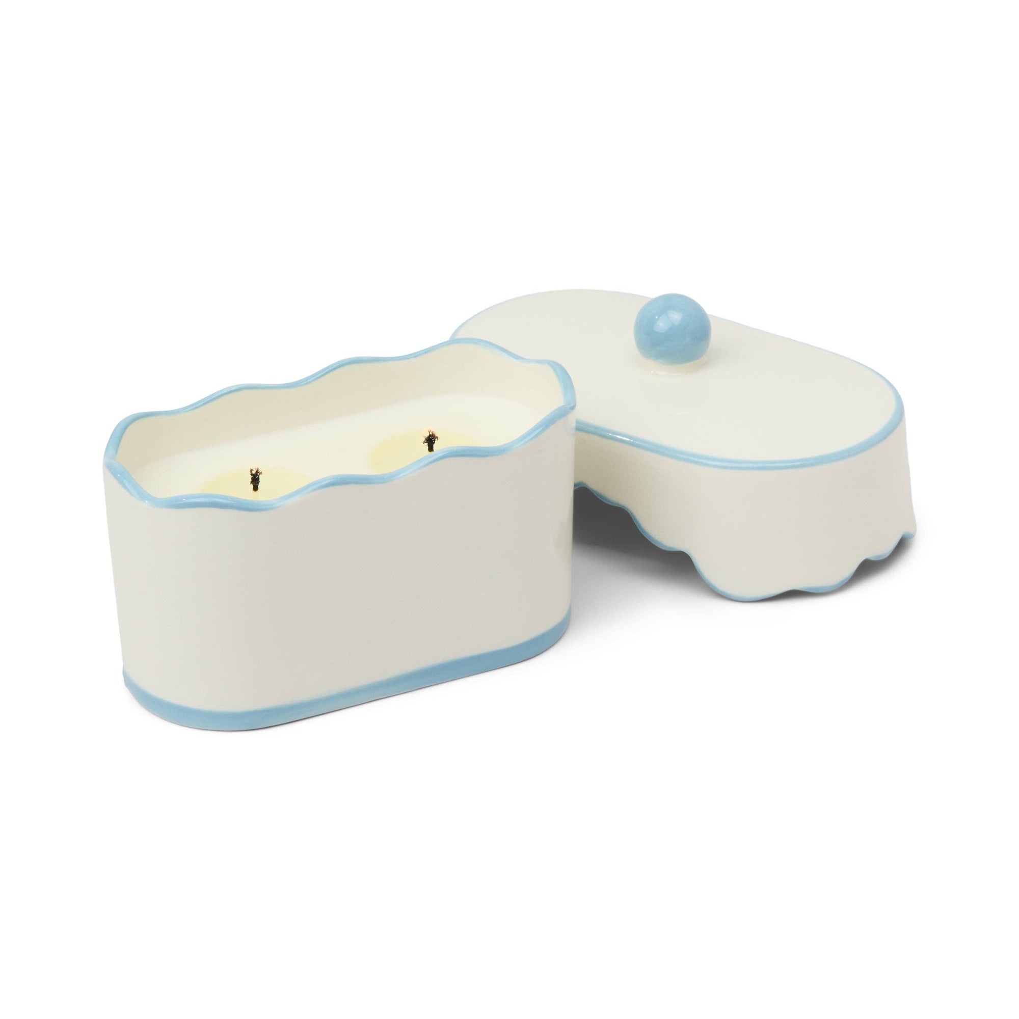 Cherie Ceramic Dish Candle - Blue - Lavender & Thyme