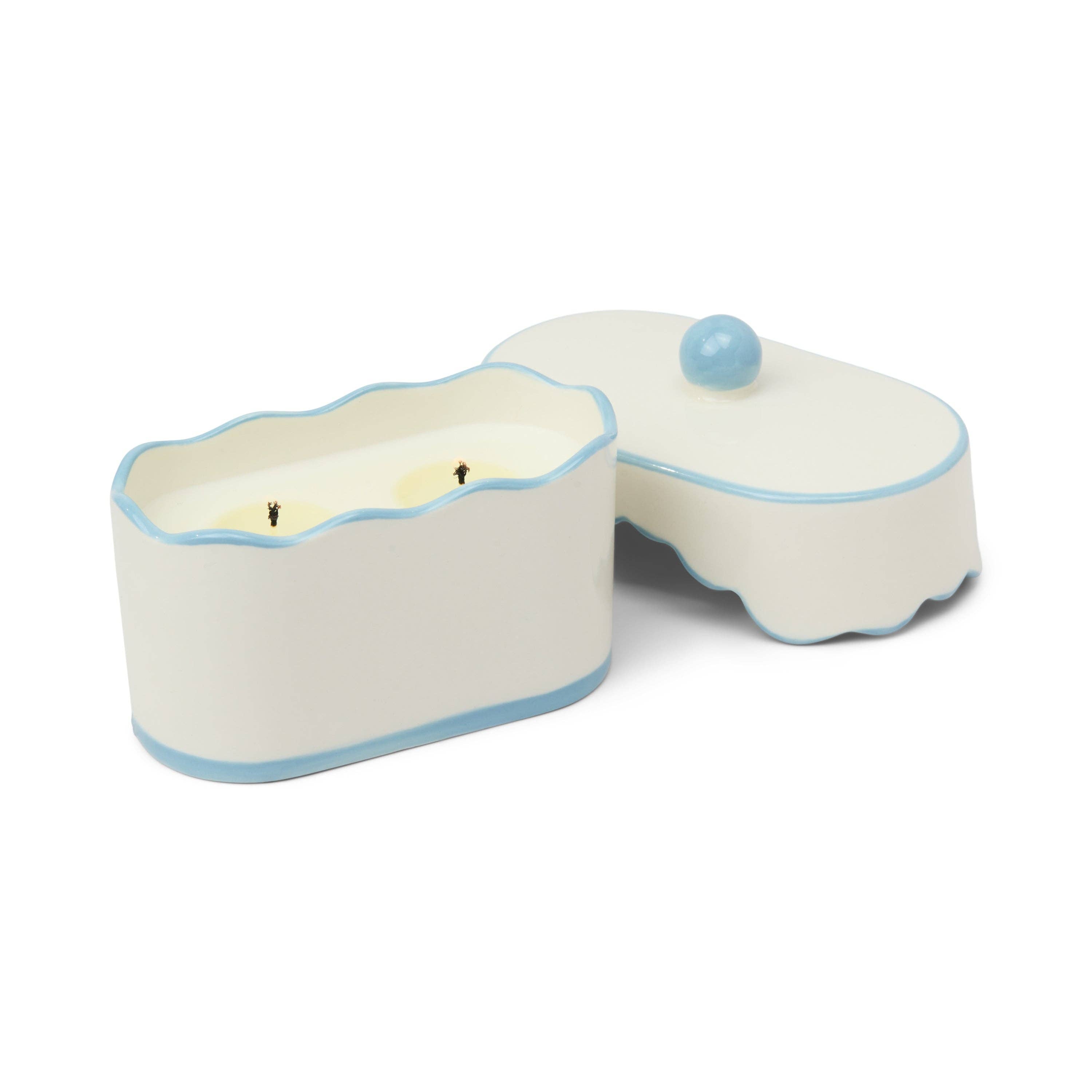 Cherie Ceramic Dish Candle - Blue - Lavender & Thyme