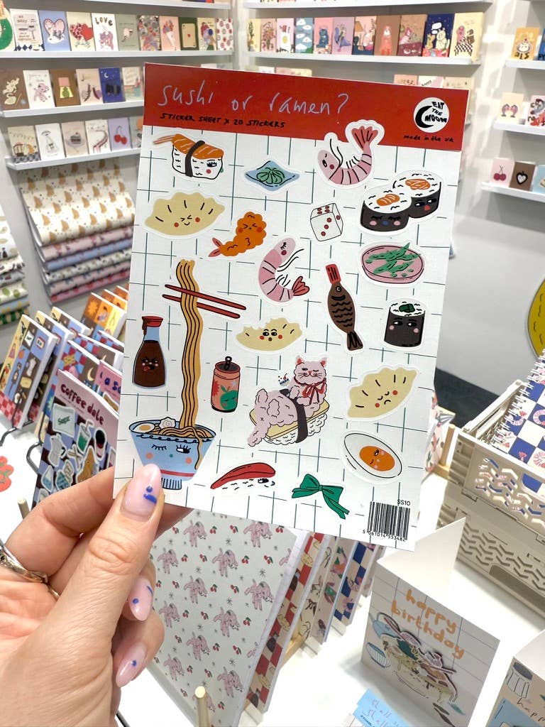 Eat The Moon A6 Sticker Sheet -  Sushi or Ramen