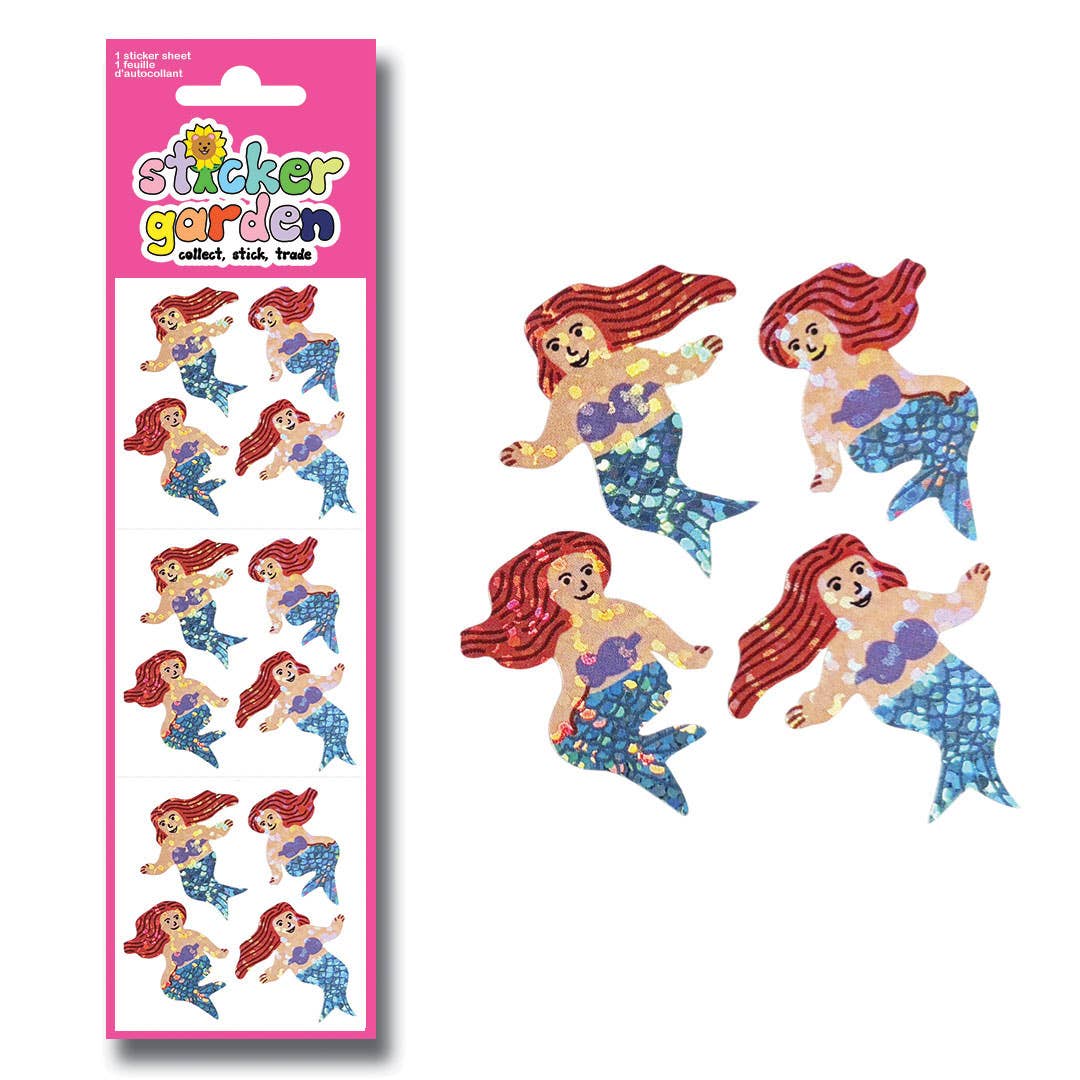 Vintage style sparkle mermaid sticker sheet by Sticker Garden