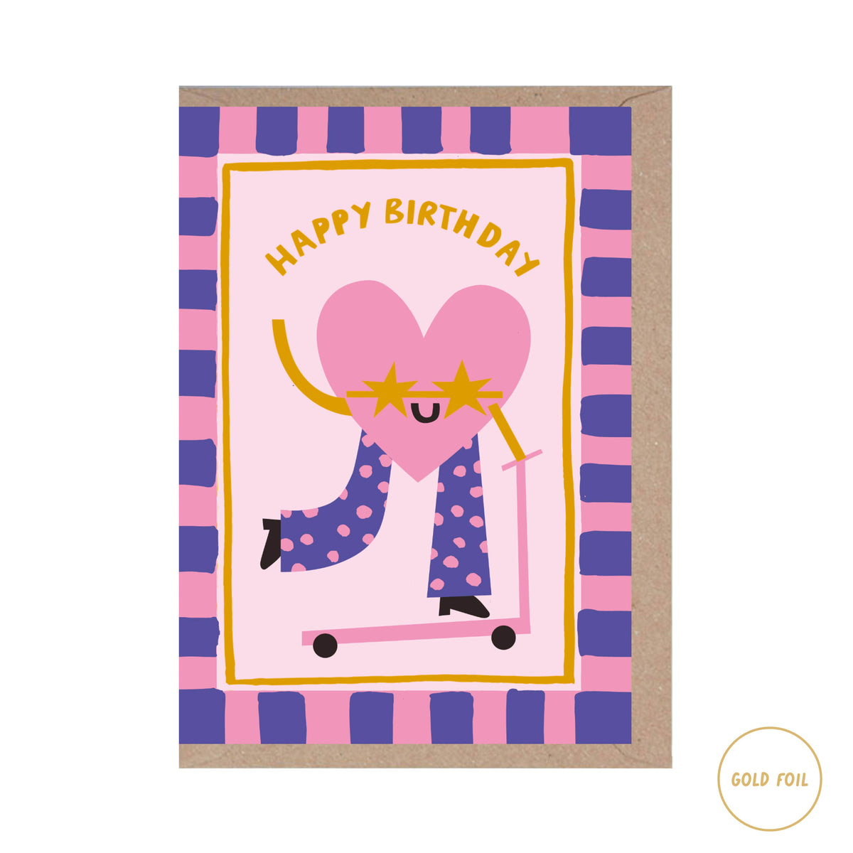 Love Heart - Fun - Happy Birthday Card - Cute - Foil - Kids