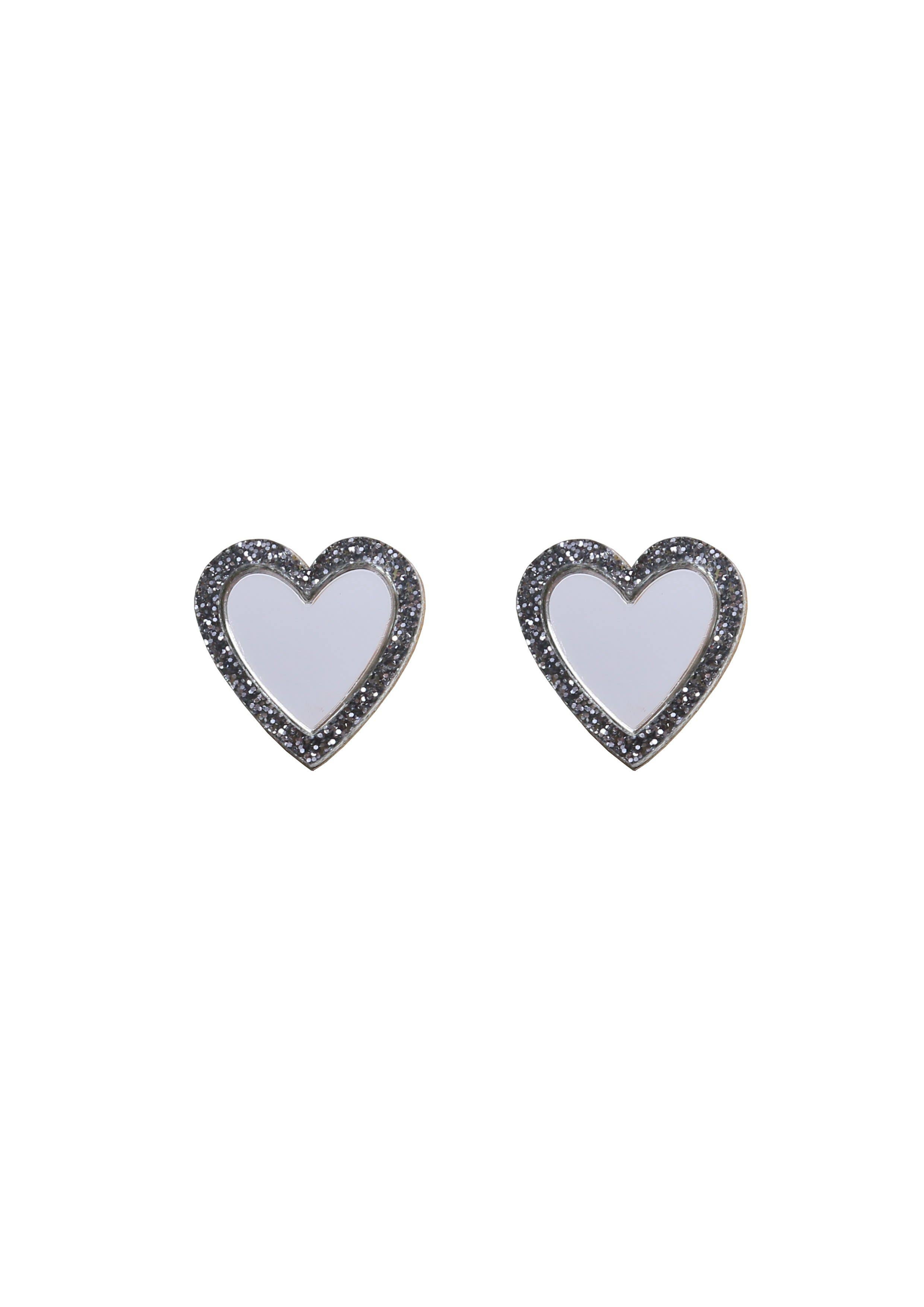 Acrylic Heart Studs: Teal mirror + Red Mirror