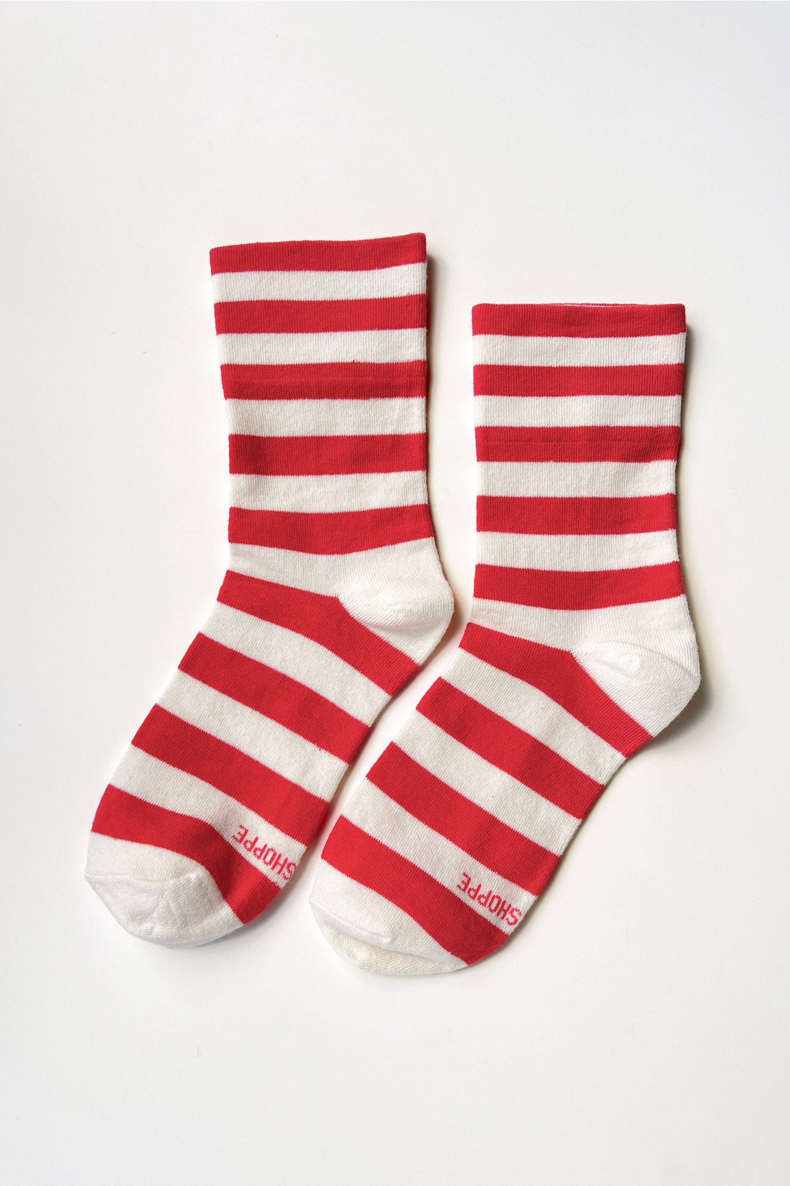 Le Bon Shoppe Wide Wally Socks - Red Stripe