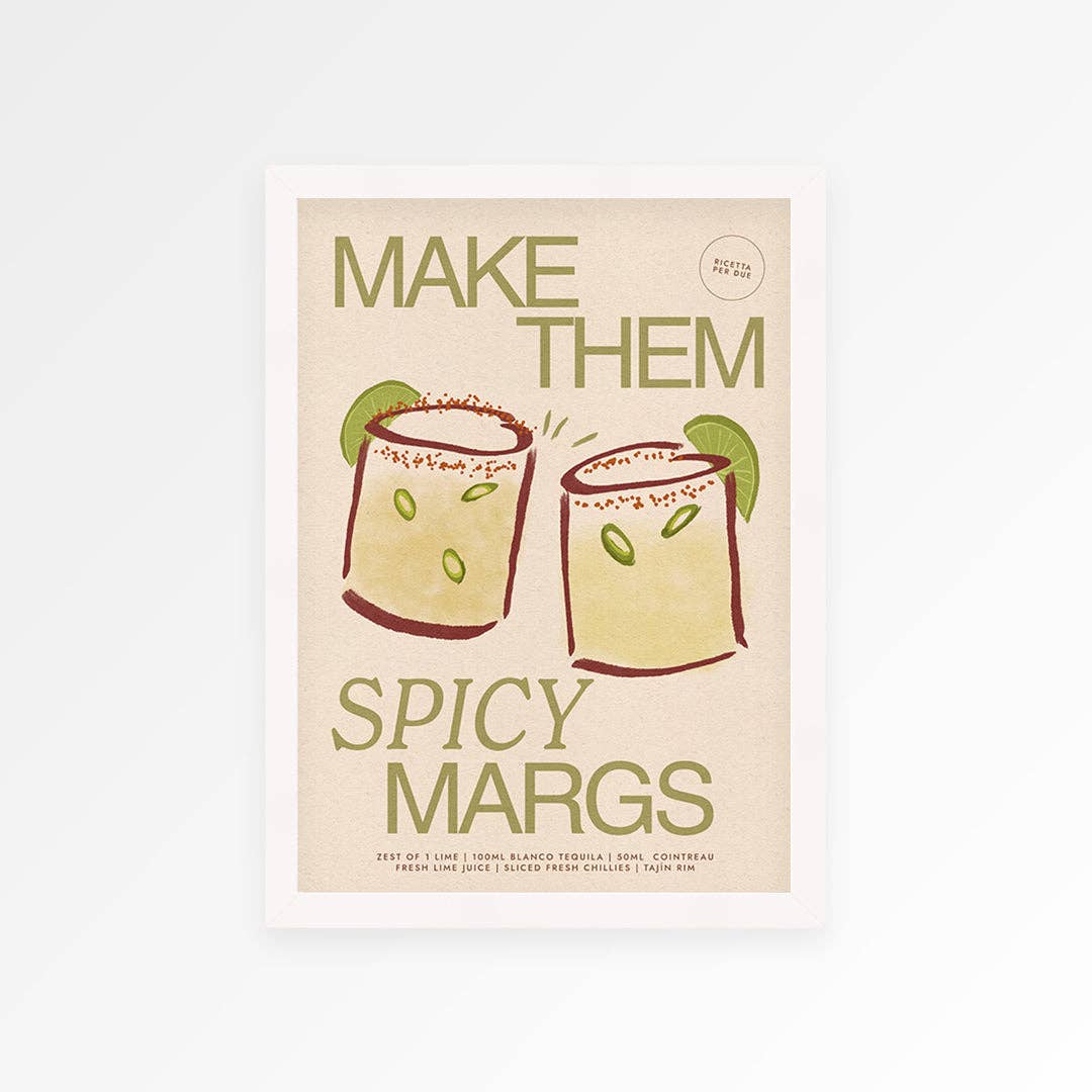 Cocktail Art Print – Spicy Margaritas Wall Art: Sage